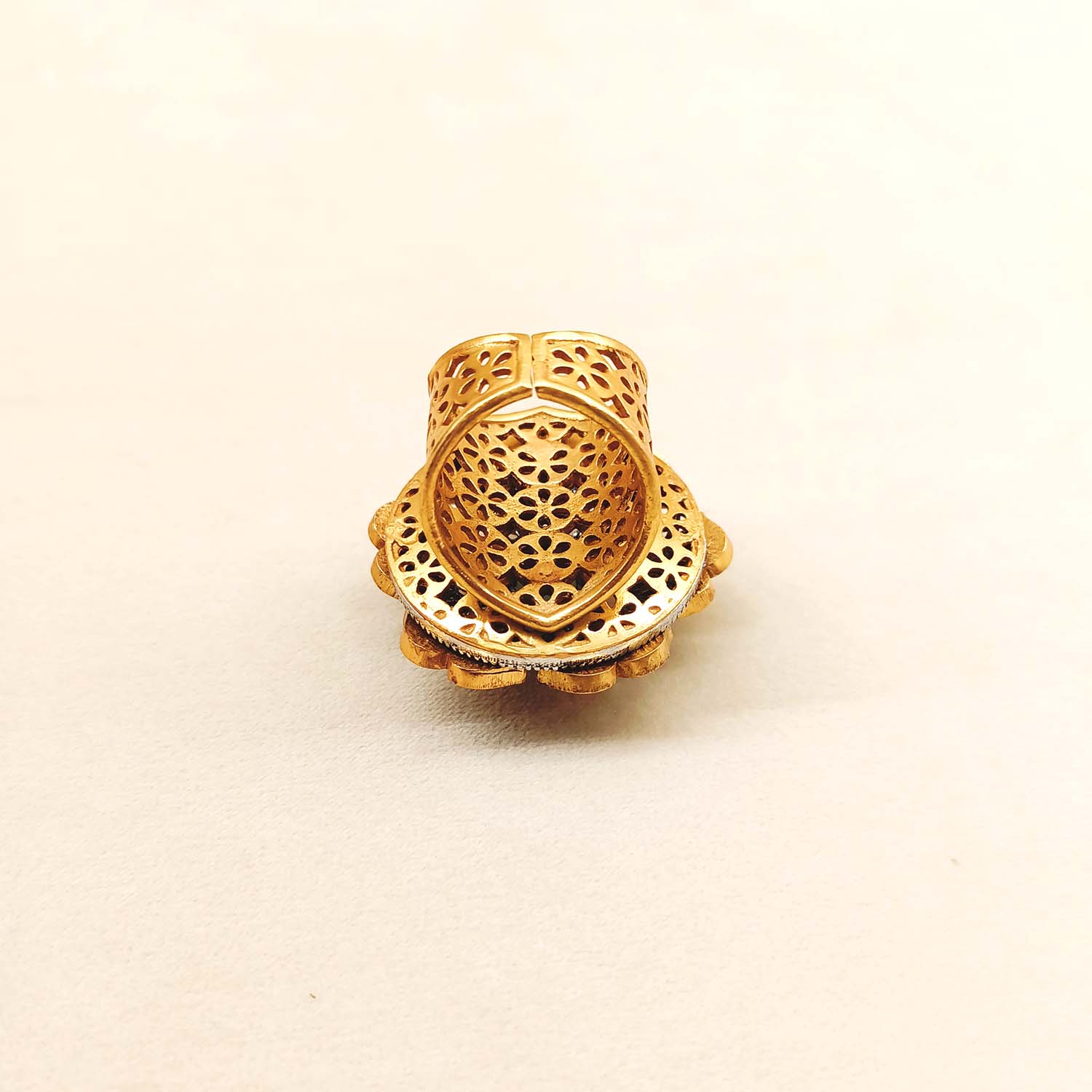 Hasina Mint Green Stone Gold Plated Boutique Ring - qivii