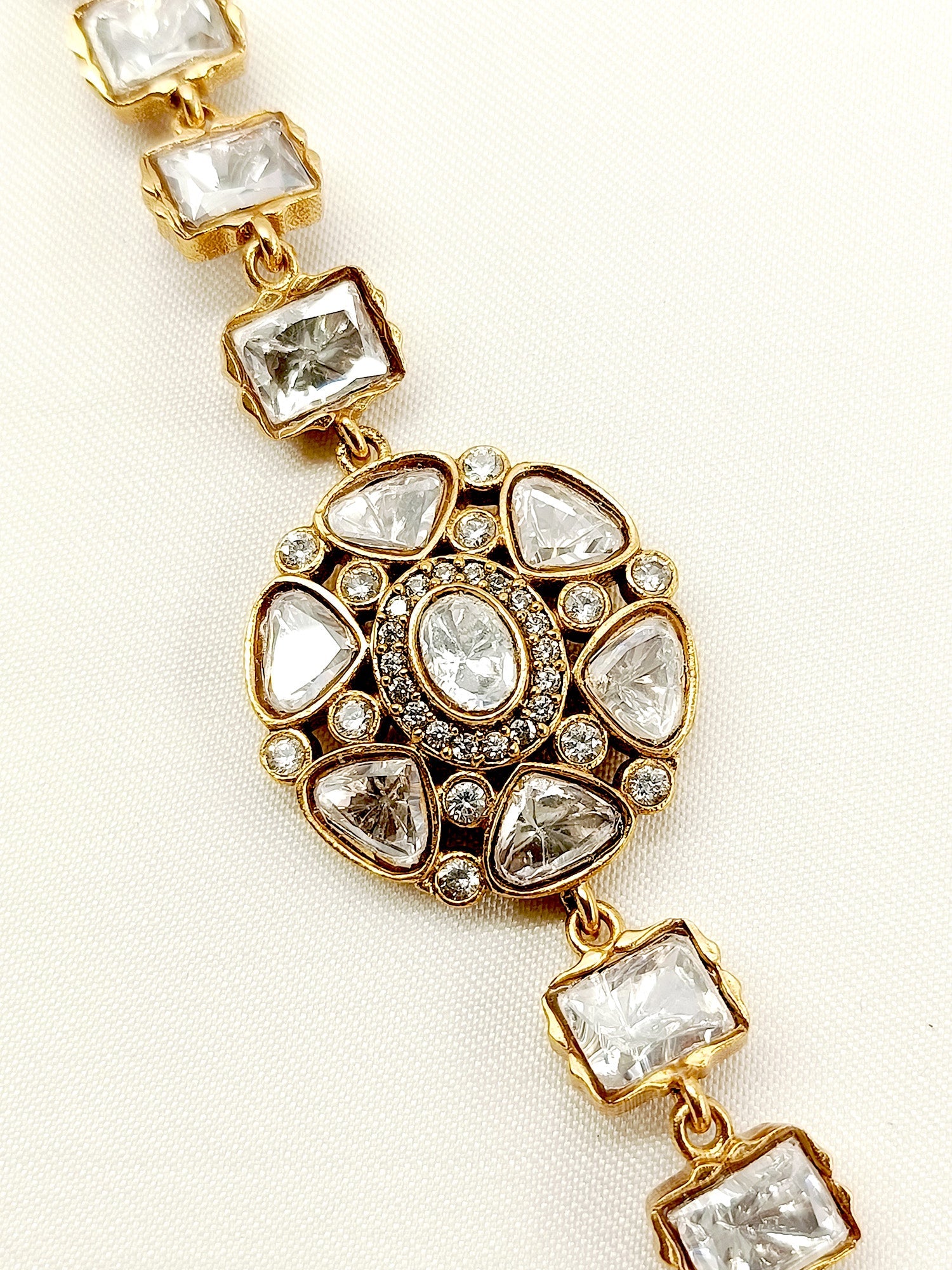 Jannat White Kundan Bracelet