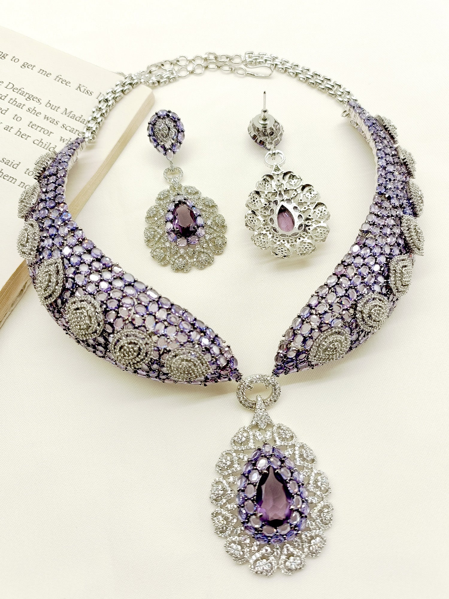 Ameliya Lavender American Diamond Set - qivii