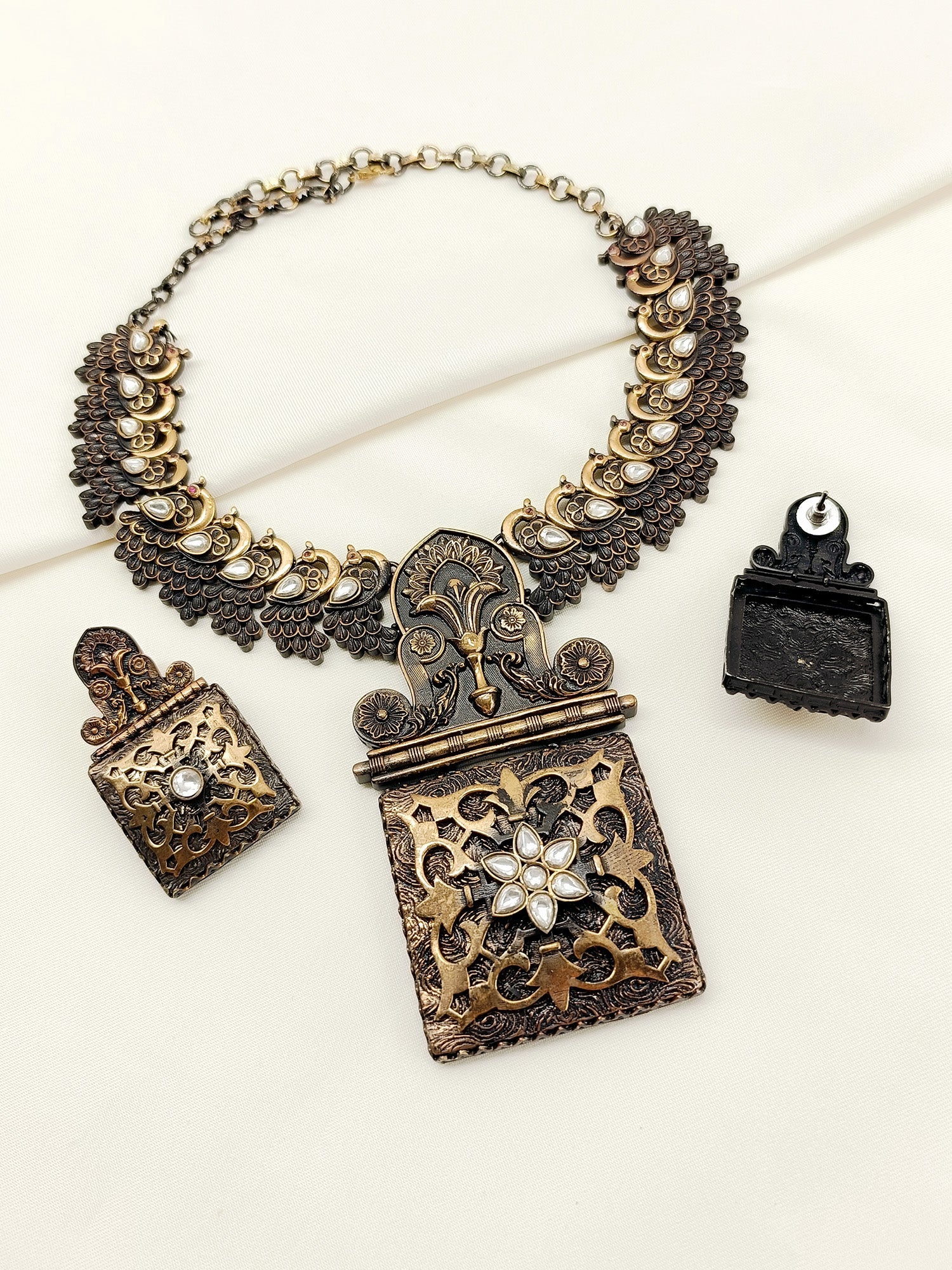 Girisha Antique Gold Oxidized Necklace Set