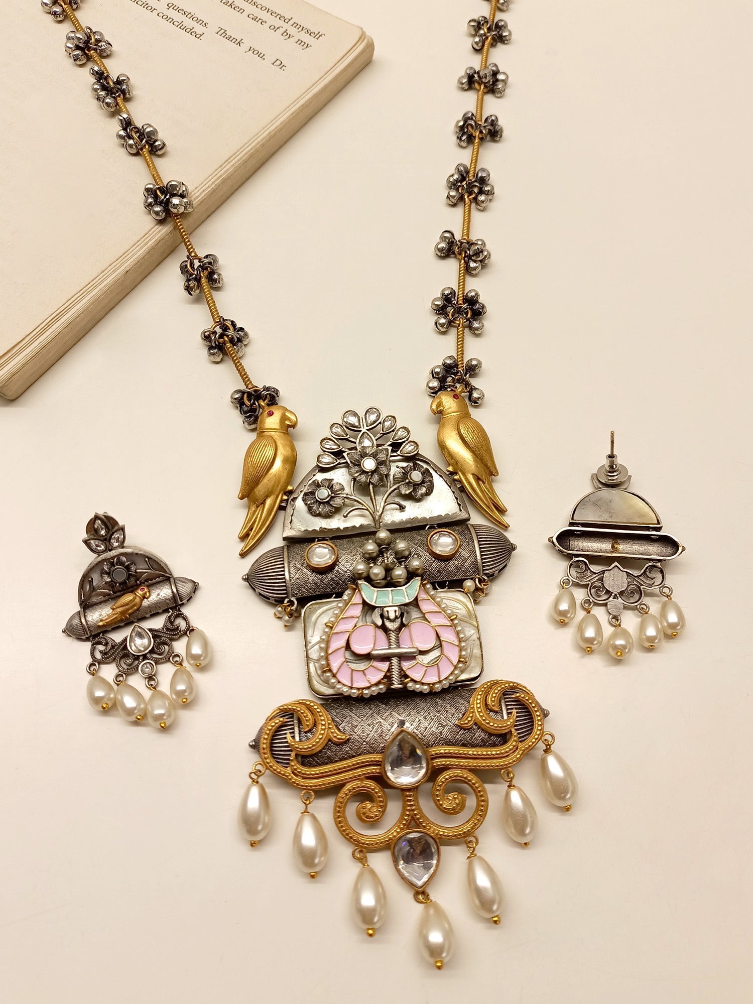 Krishna Multi Colour Oxidized Pendant Set - qivii