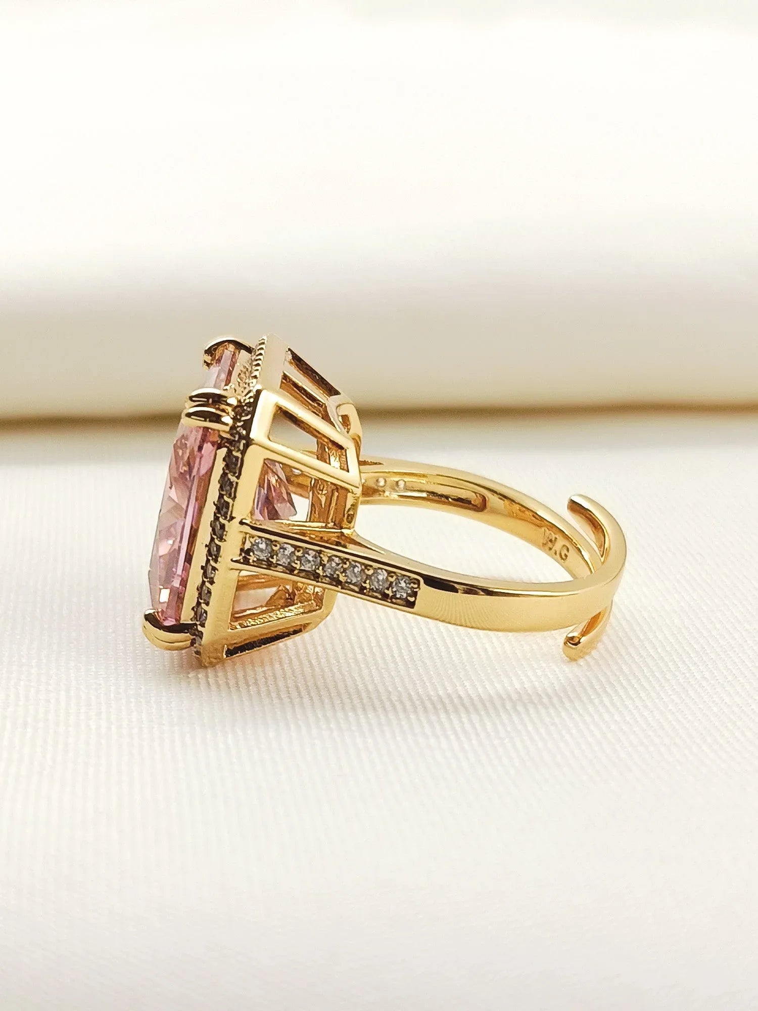Vasundhara Baby Pink American Diamond Finger Ring