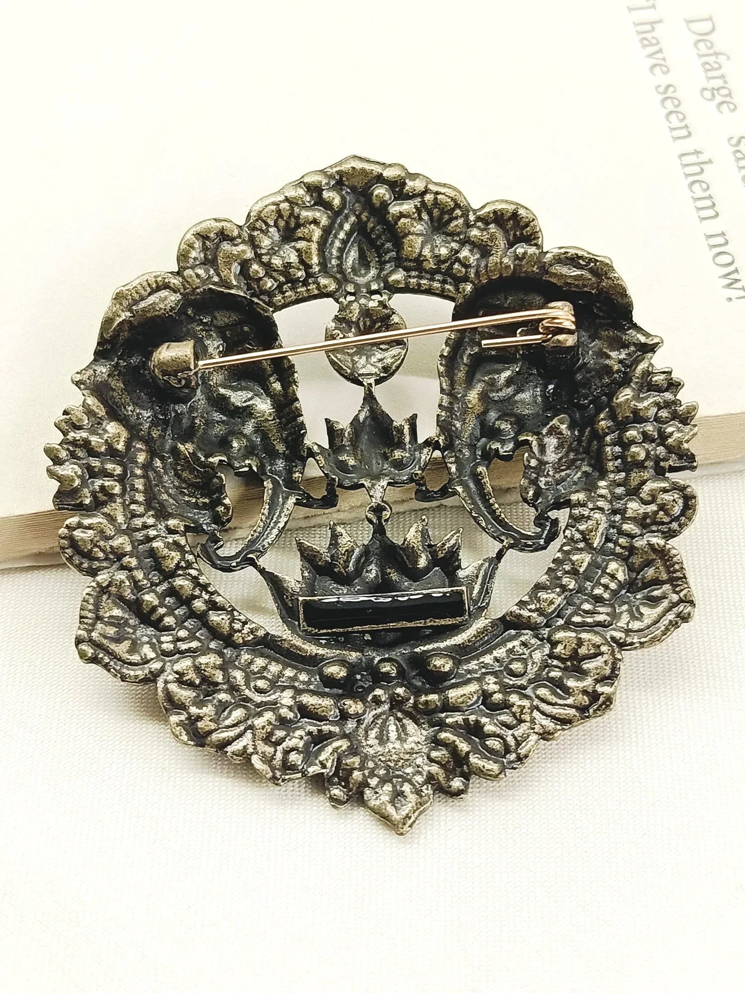 Aariv Antique Gold Elephant Men's Brooch