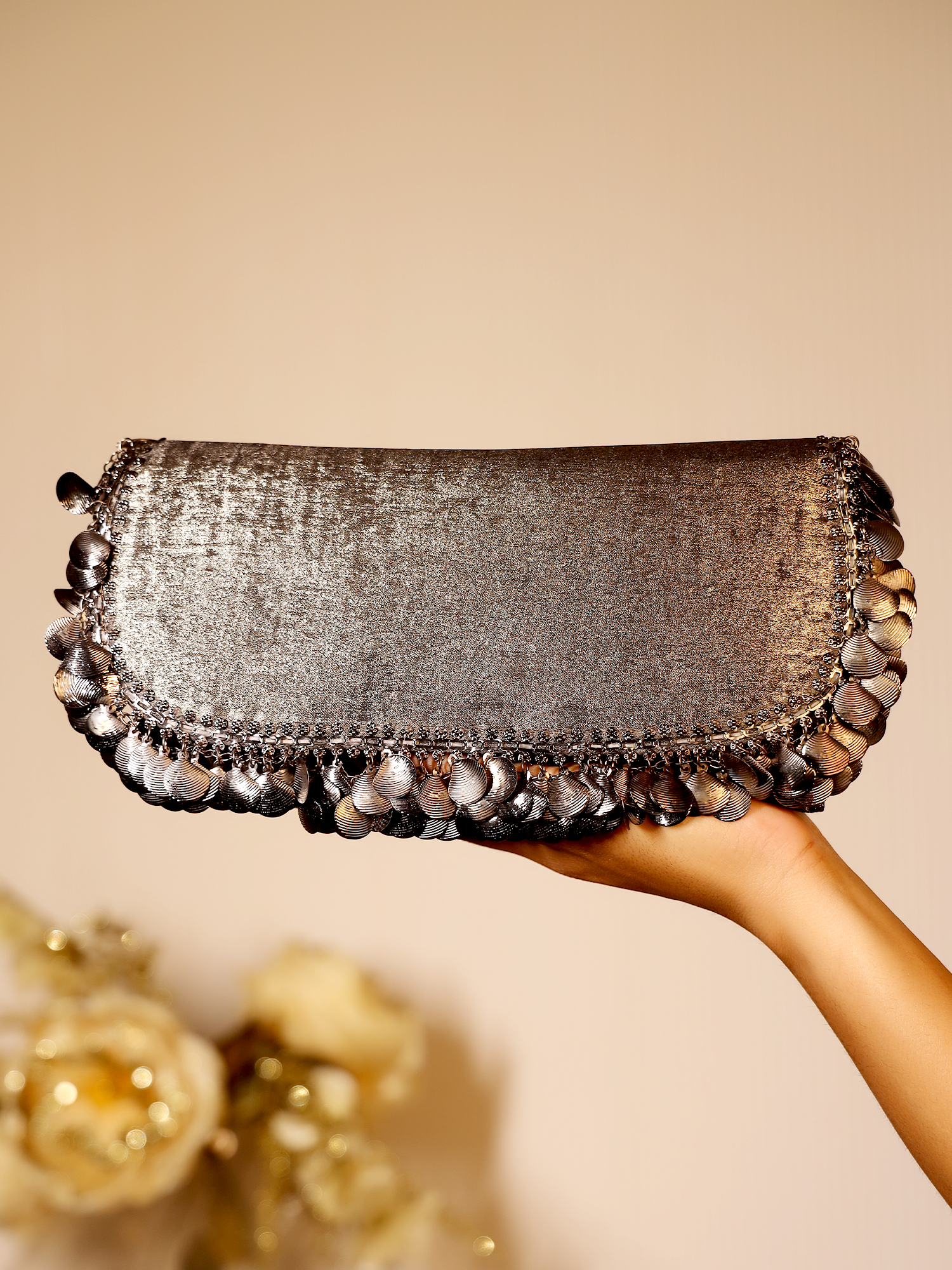 Ziniya Charcoal Evening Clutch