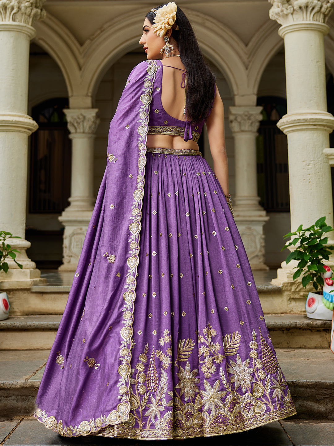 PURPLE - Chiffon Sequinse embroidery Lehenga choli & Dupatta