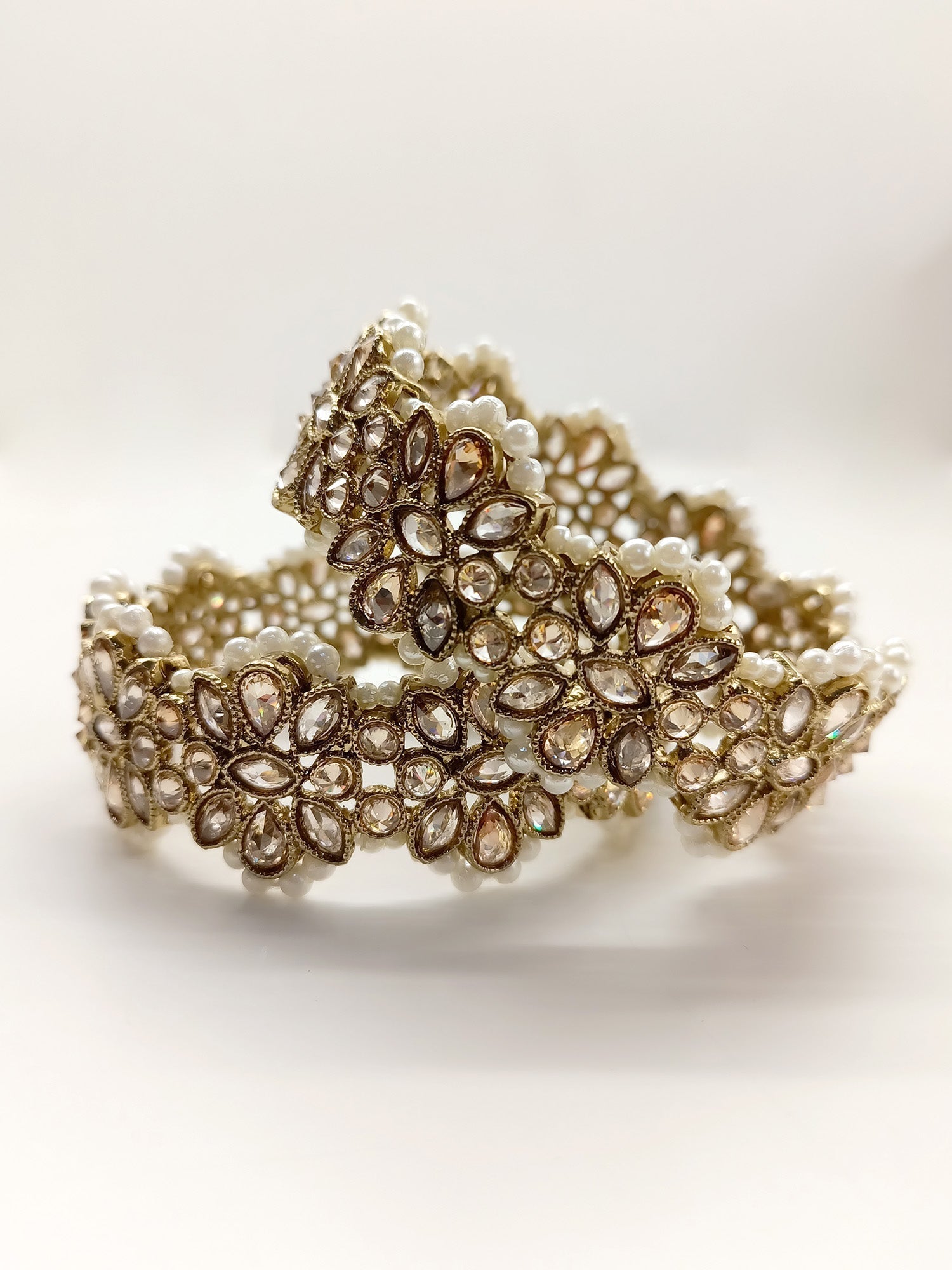 Denise Copper Polki Bangles - qivii