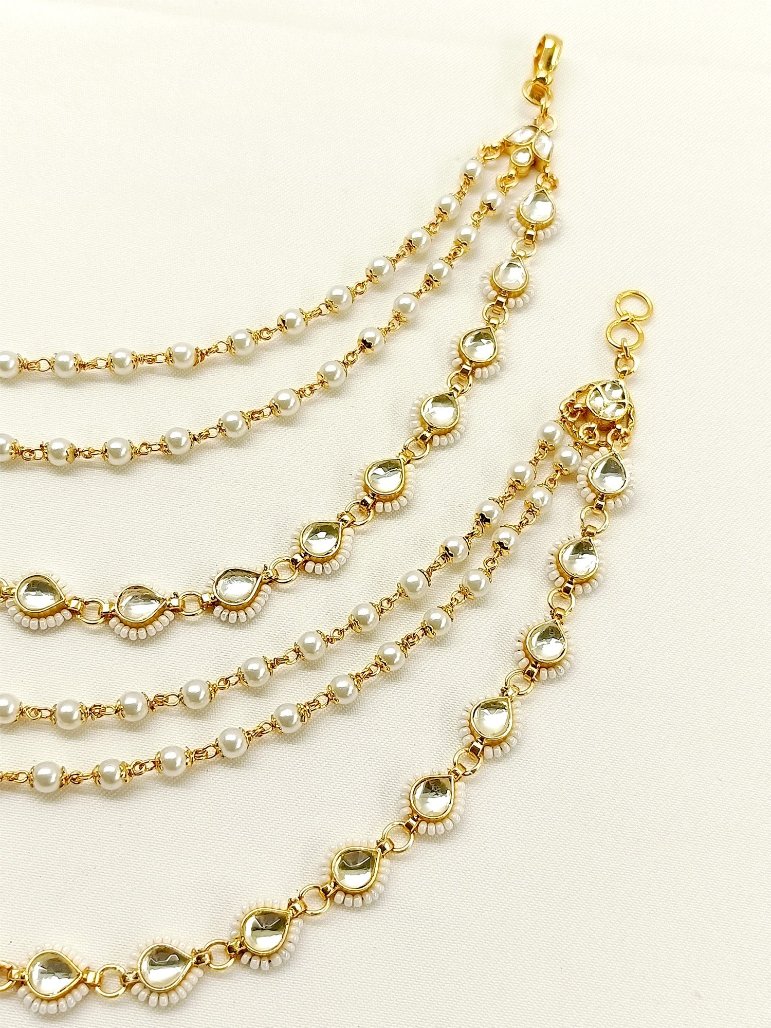 Neeta White Traditional Ear Chain