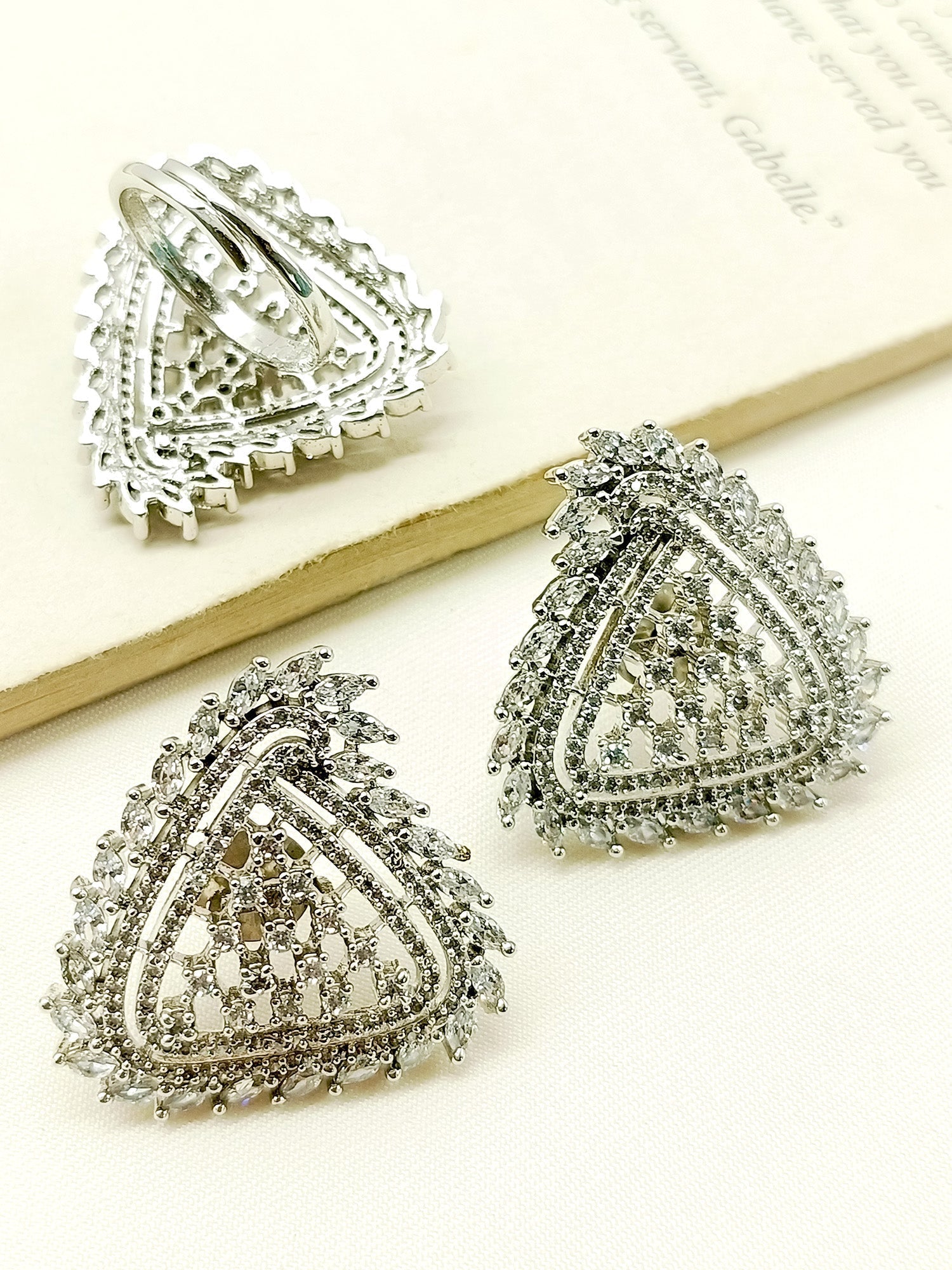 Kaash White American Diamond Tops With Finger Ring - qivii