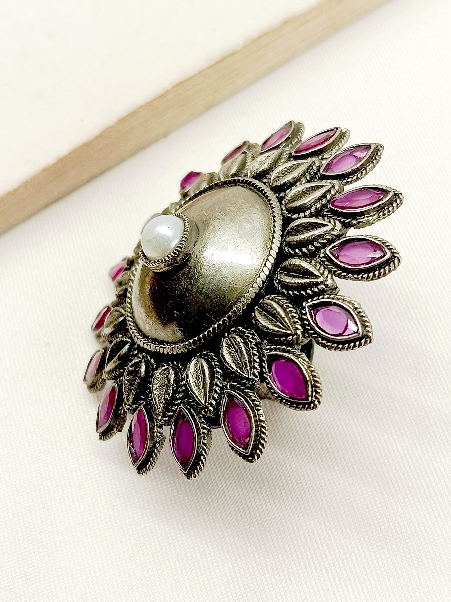 Ayda Ruby Oxidized Finger Ring