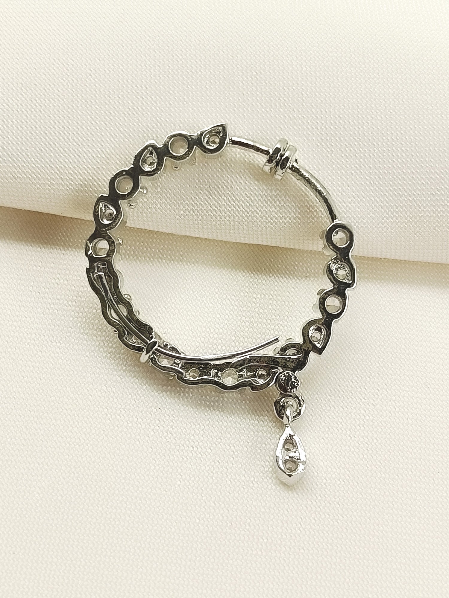 Hemavani White American Diamond Nath