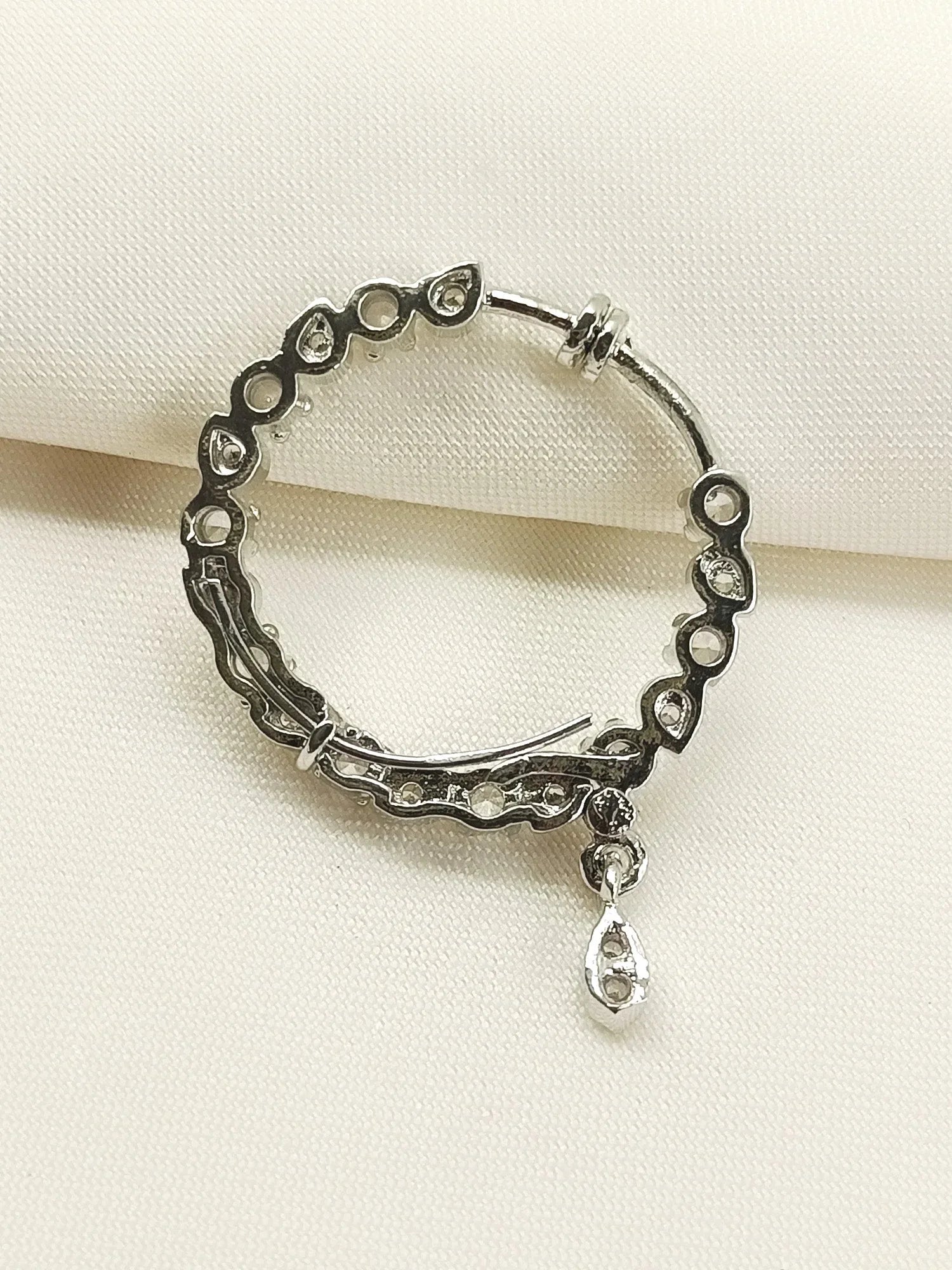 Hemavani White American Diamond Nath