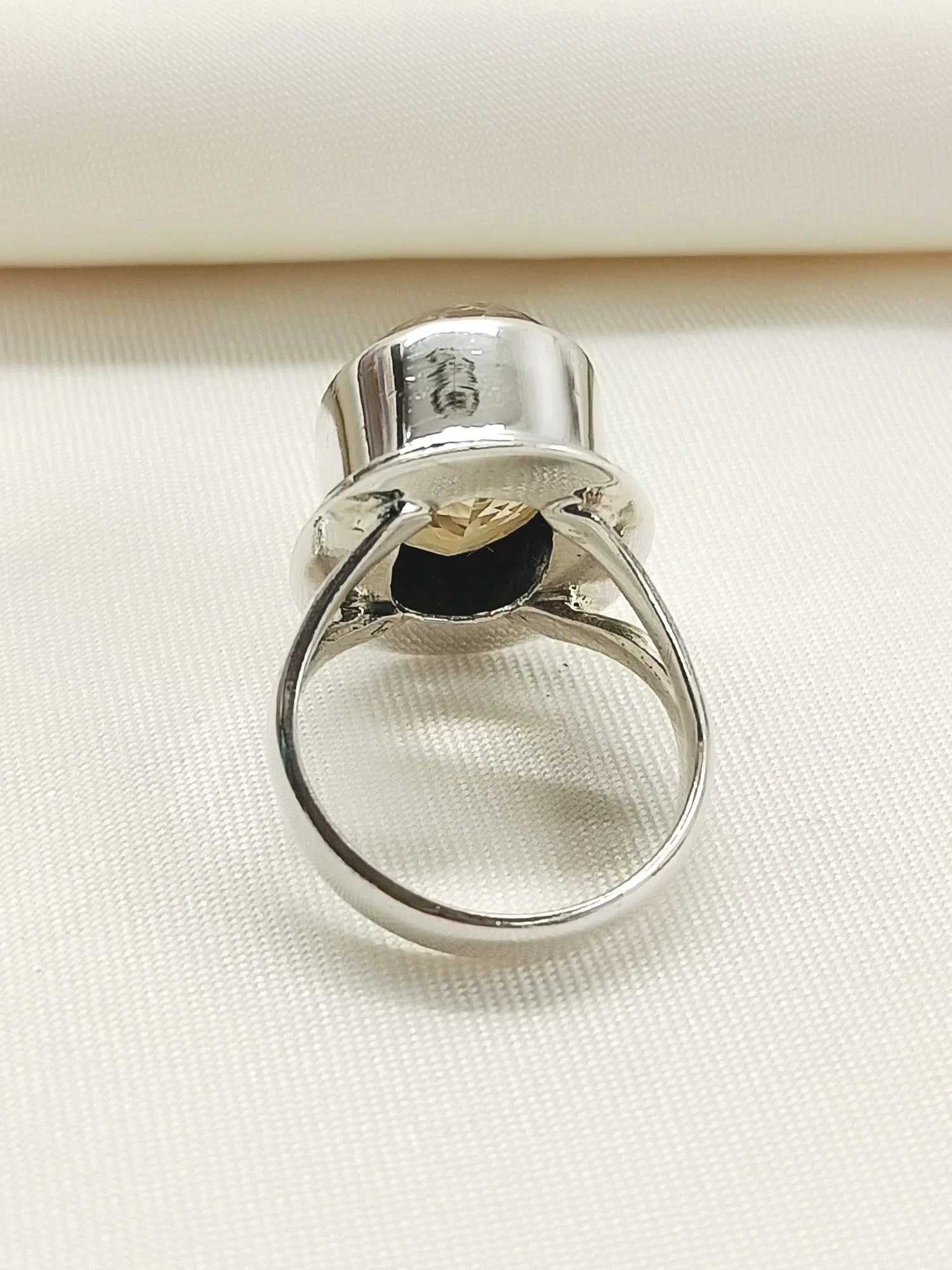Tasneem Yellow 92.5 Silver Citrine Stone Finger Ring
