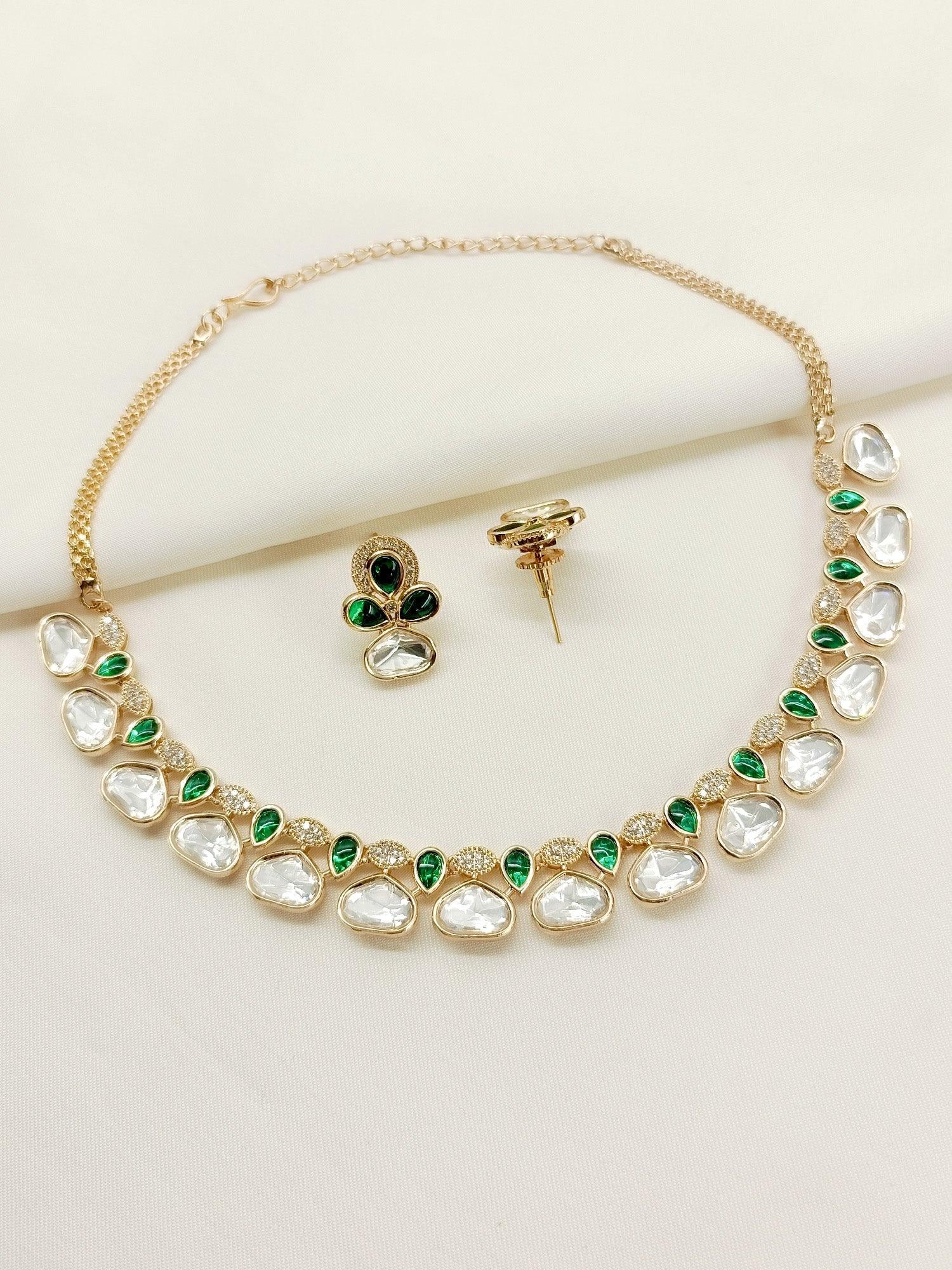 Mihira Green Kundan Necklace Set