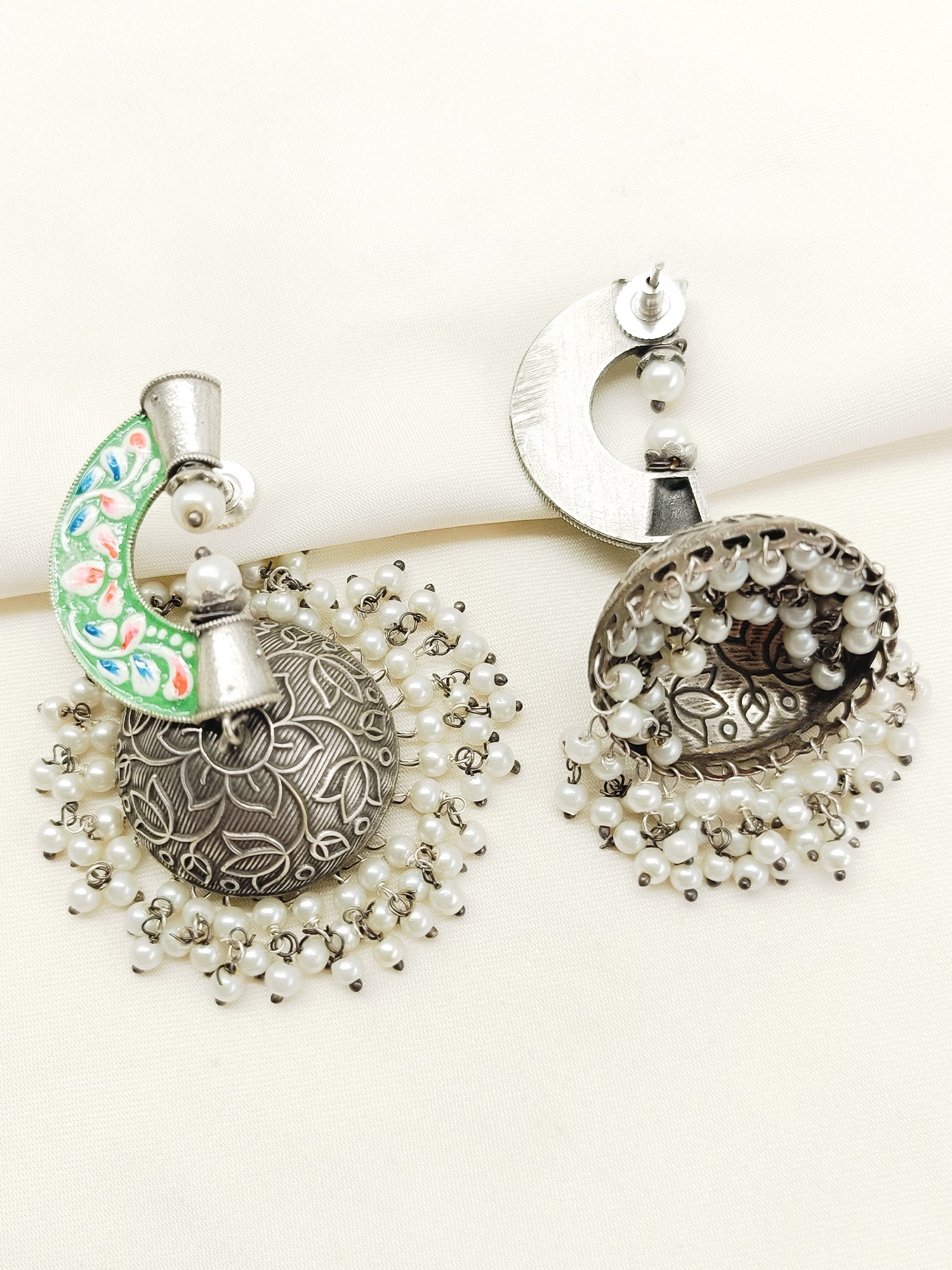 Atisha Green Oxidized Jhumki