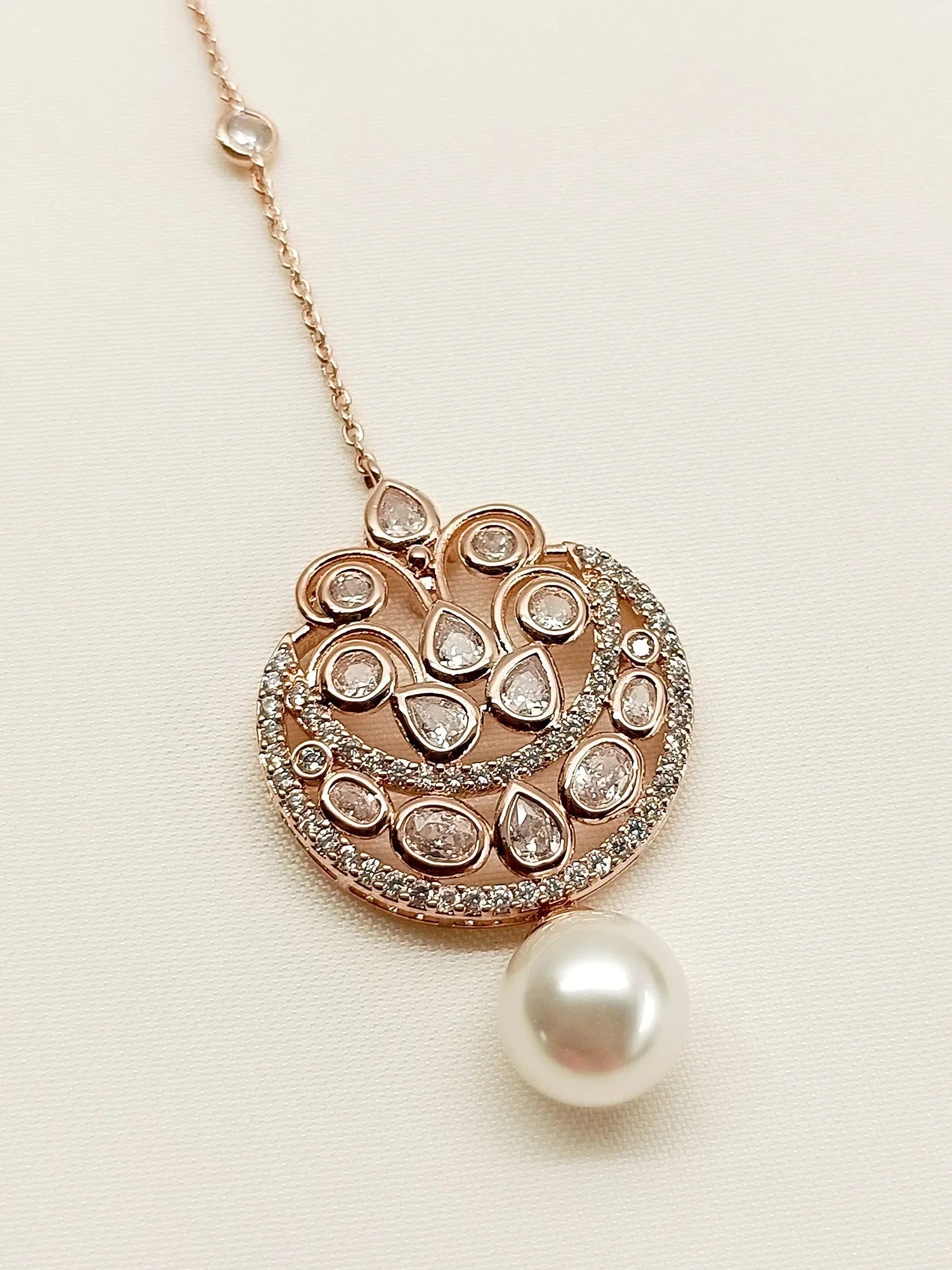 Naintara White American Diamond Maang Teeka