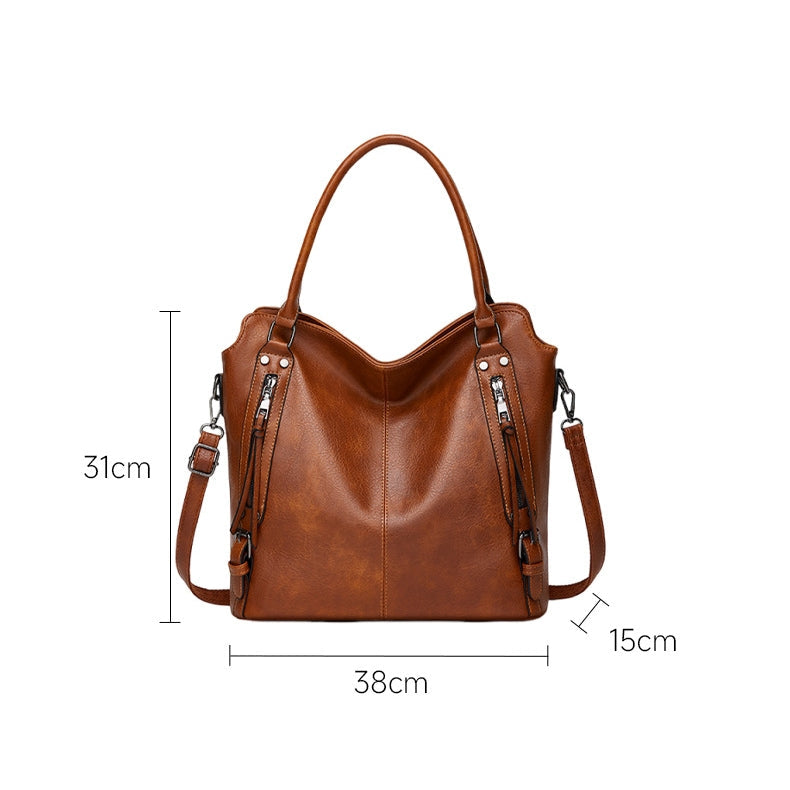 Ounamei Plaid Carry-All Hobo Tote Bag with Pouch for Women | PU Leather & Canvas Large-Capacity Shoulder & Crossbody Bag for Daily Use