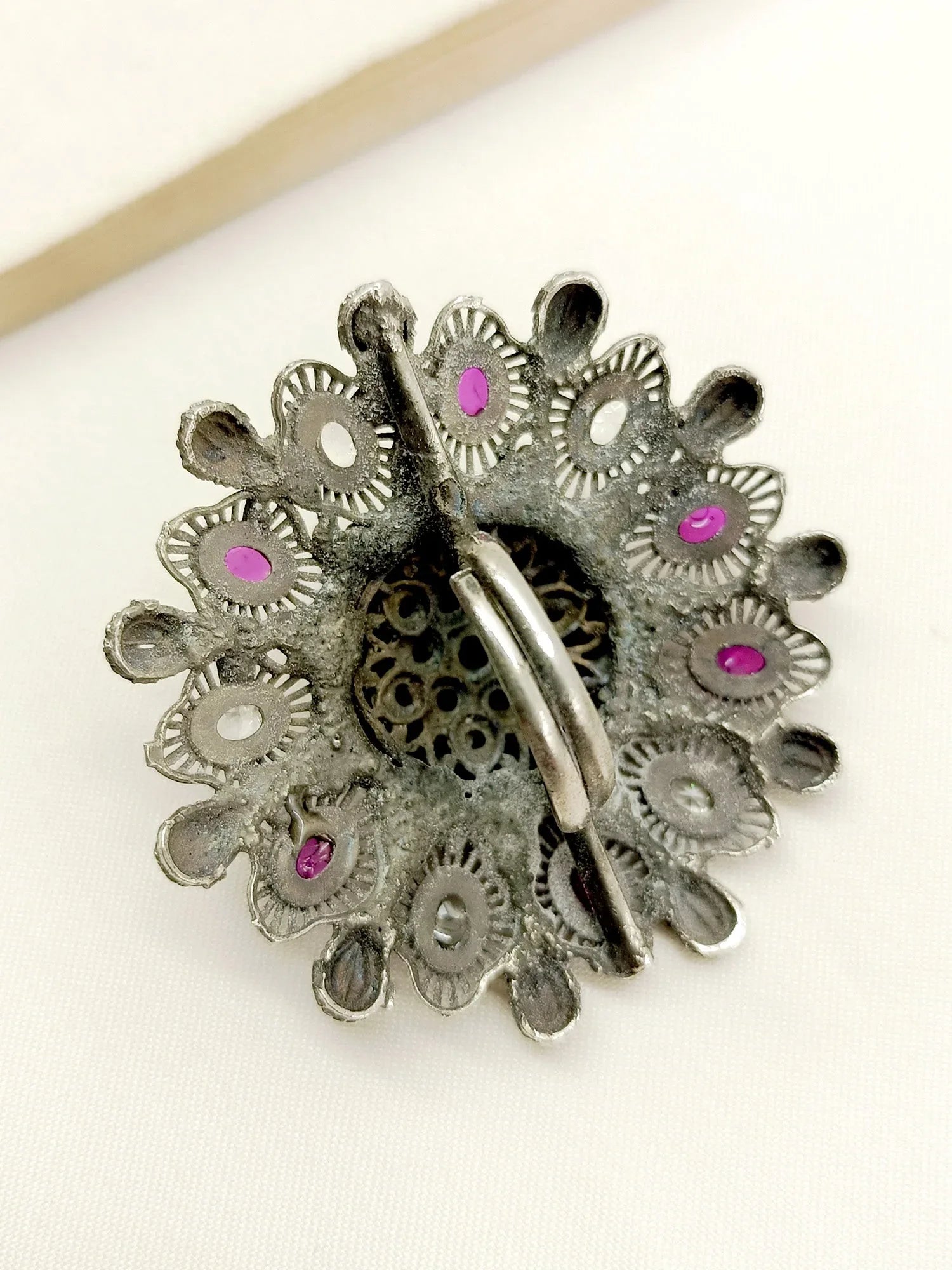 Alice Ruby Oxidized Finger Ring