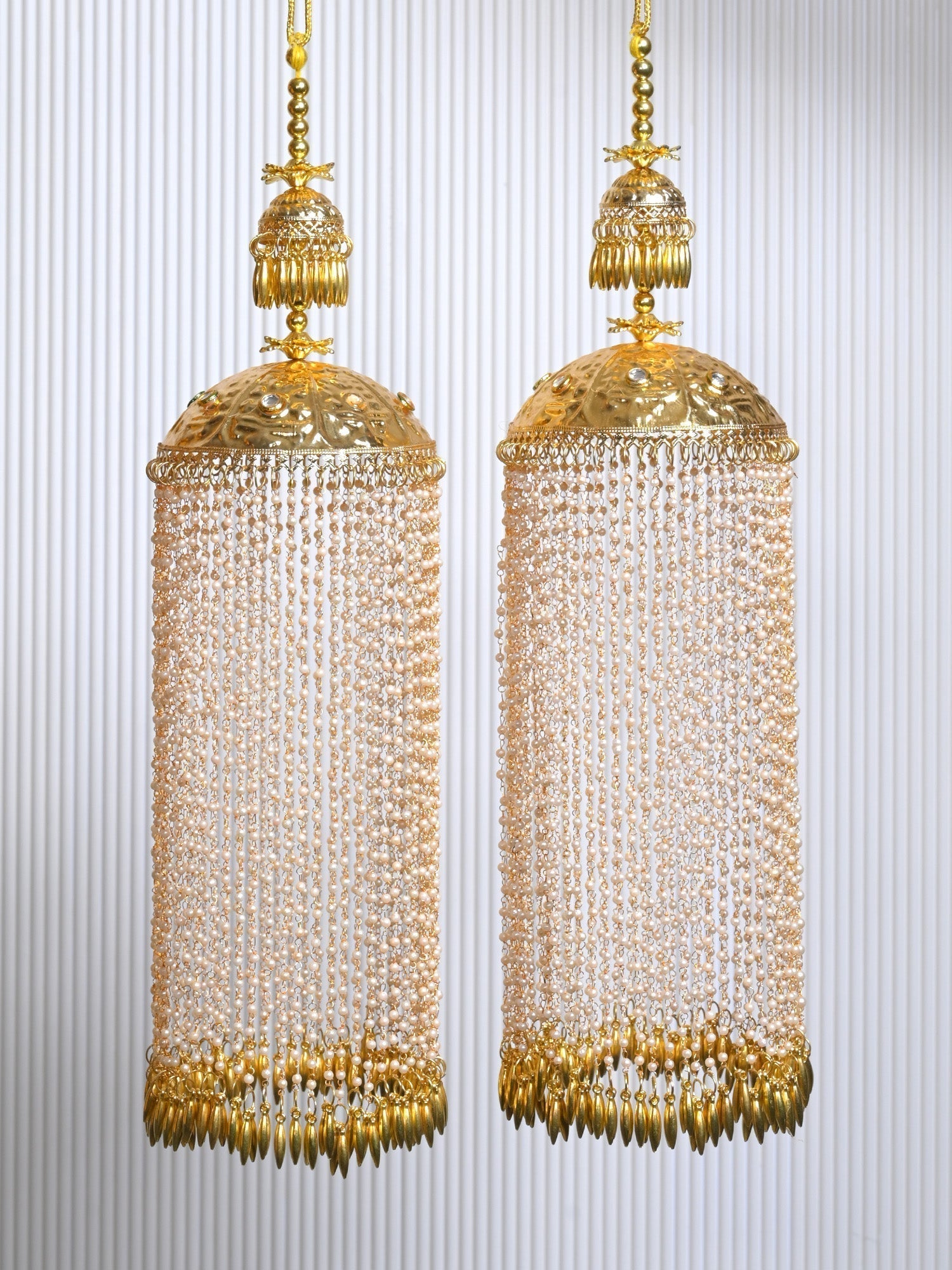 Aadhrika White Pearl Hanging Kalire - qivii