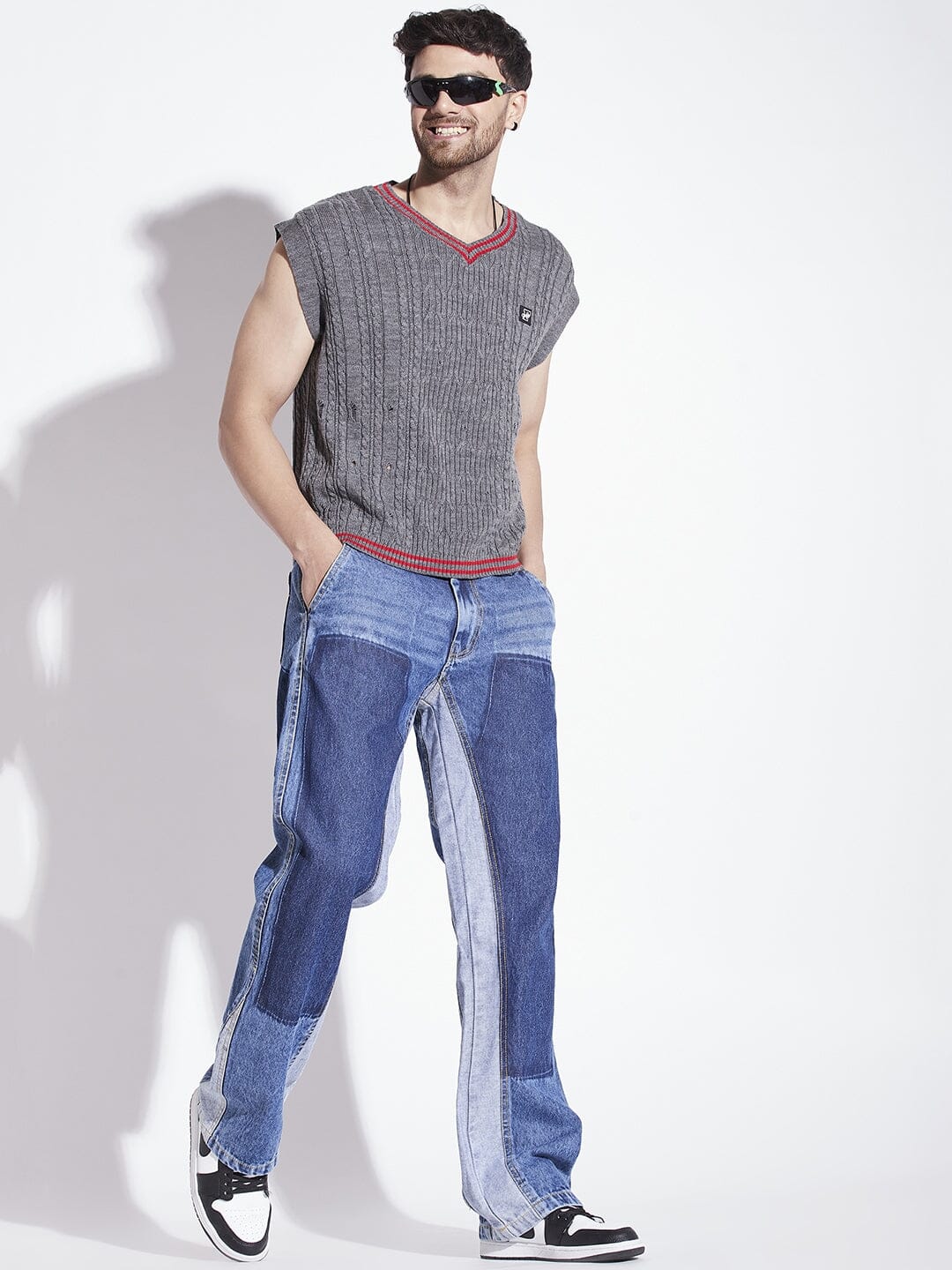 Charcoal Knitted Sleeveless Sweater