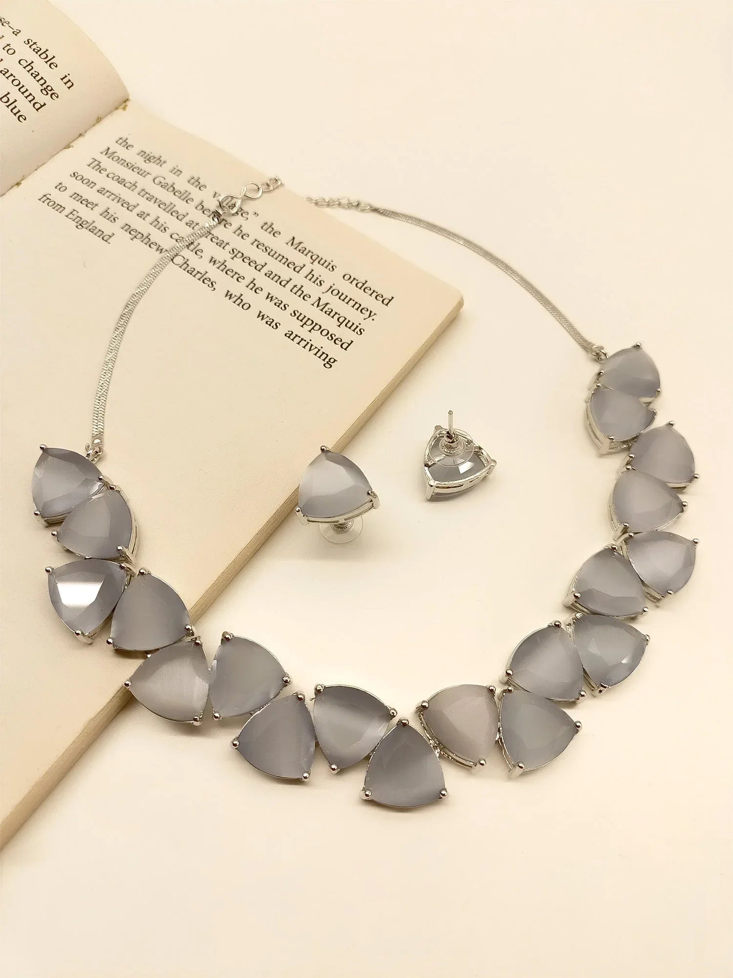 Mishkad Gray American Diamond Set