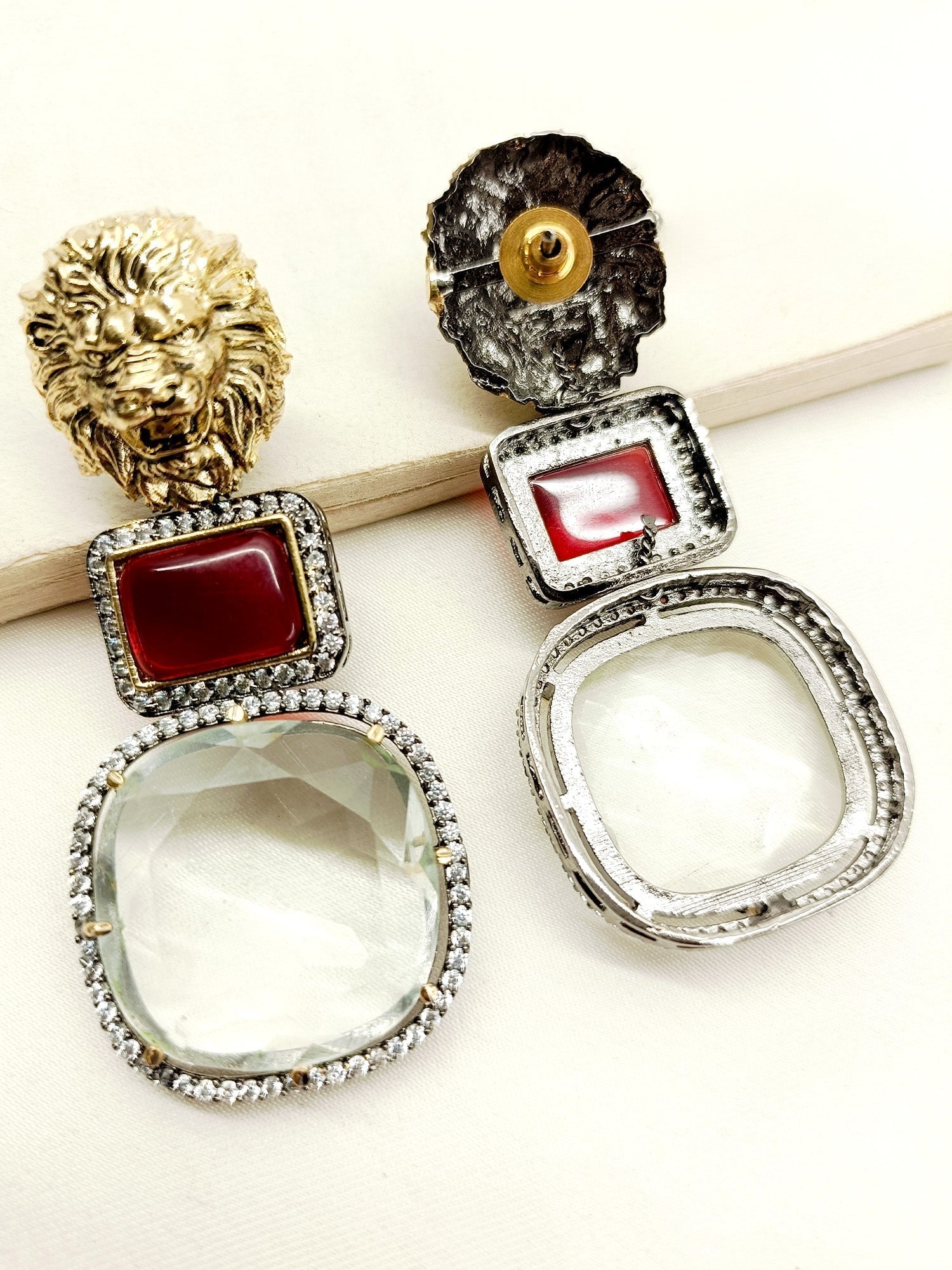 Kesri Maroon Victorian Earrings - qivii