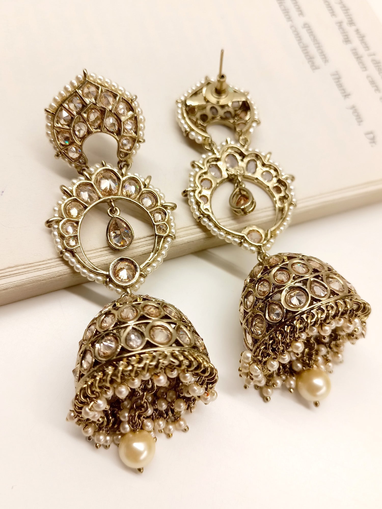 Handcrafted Rosie Copper Polki Jhumki Earrings with Intricate Design and Detailing