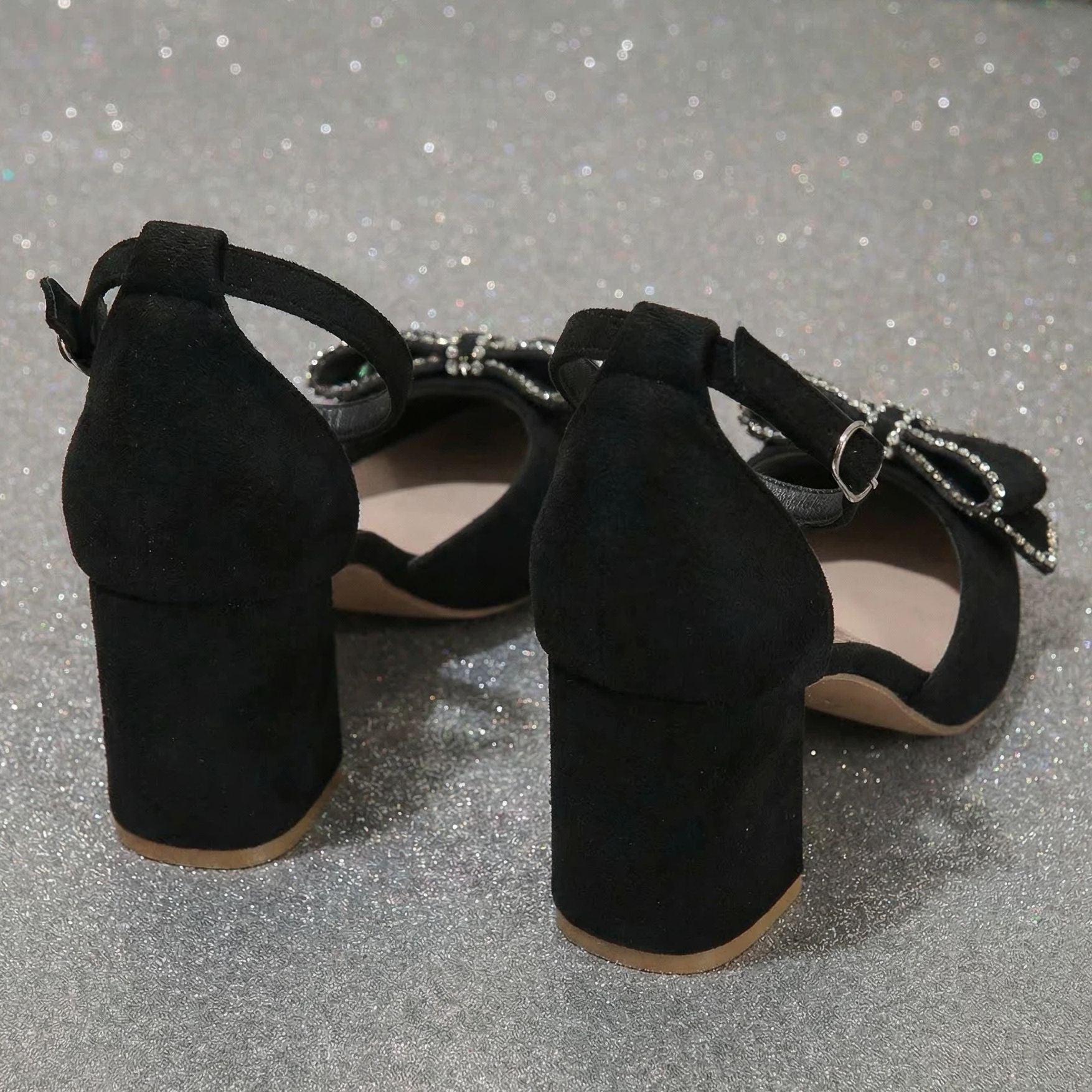 Women’s Bowelle Crystal Pointed Toe Buckle Heels – Hollow Closed Toe Bow High Heels (US 5–10.5)