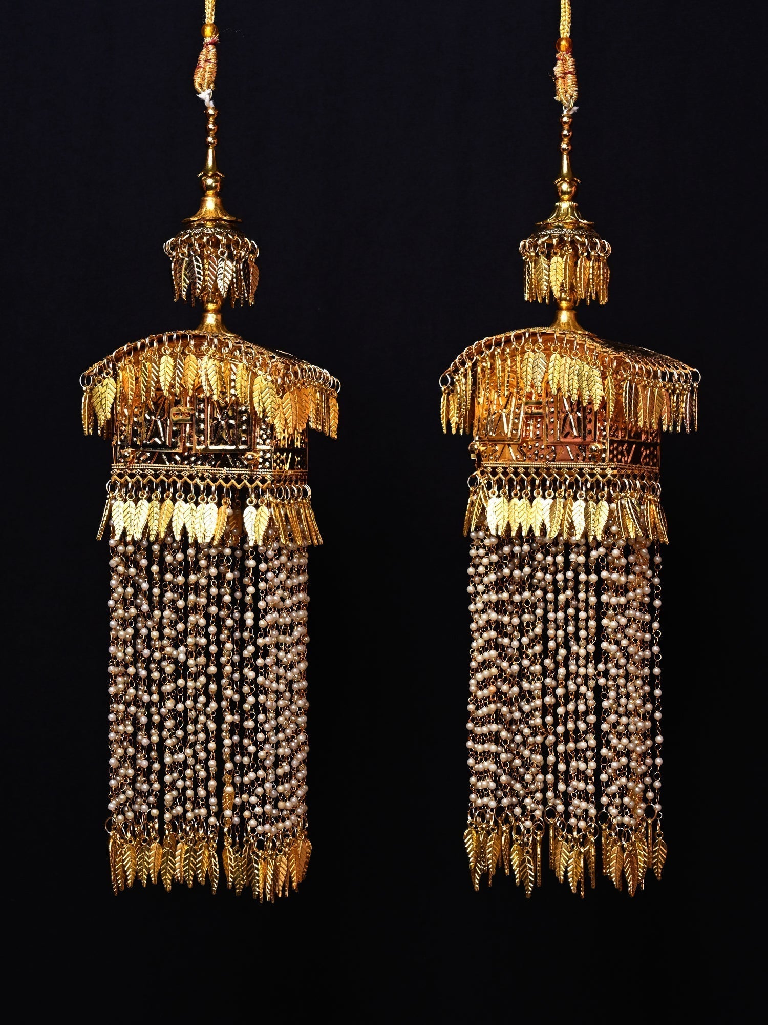 Vrinda White Pearl Hanging With Doli Motifs Gold Plated Kalire - qivii