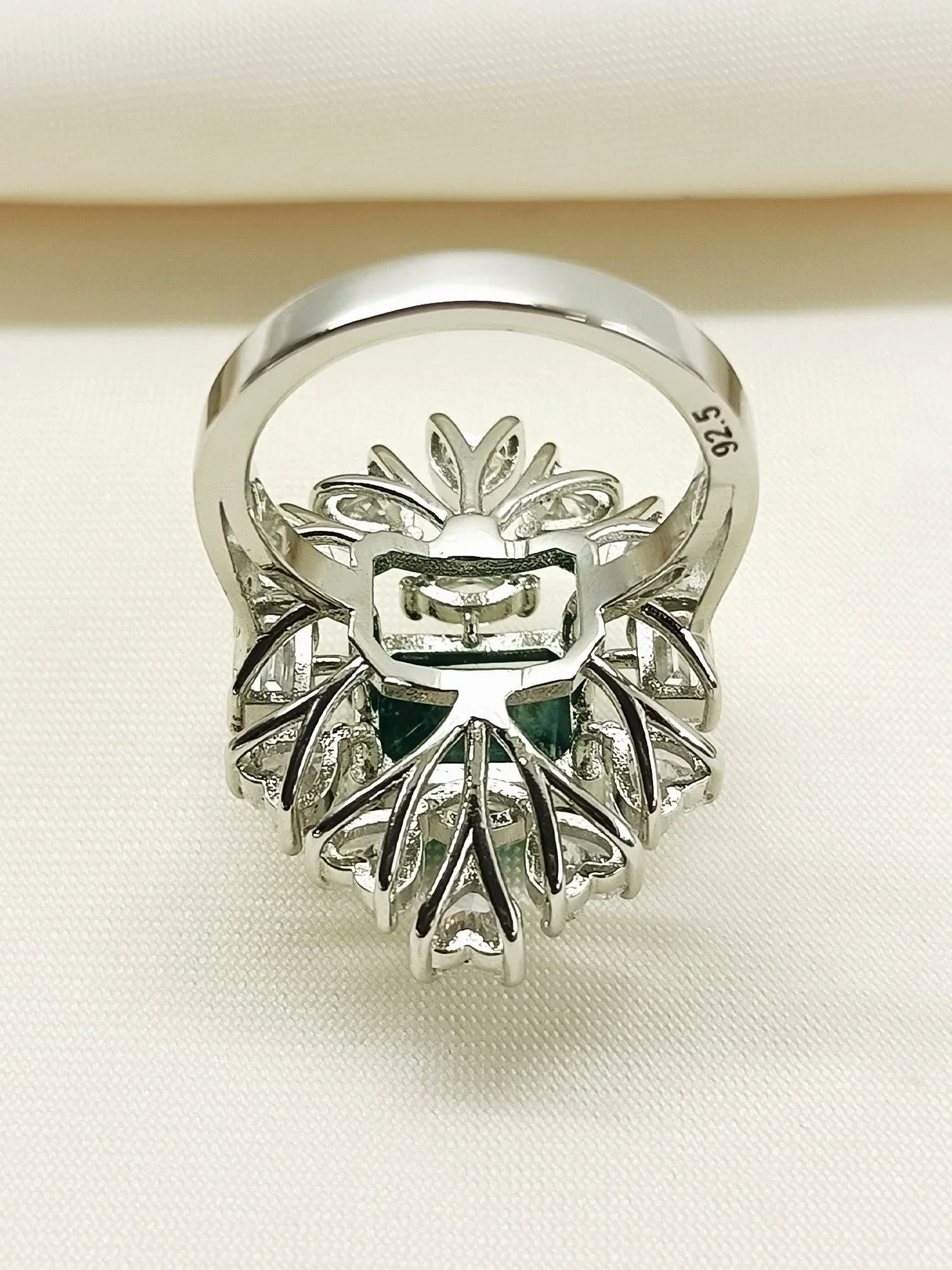 Elodie Green 92.5 Silver American Diamond Finger Ring