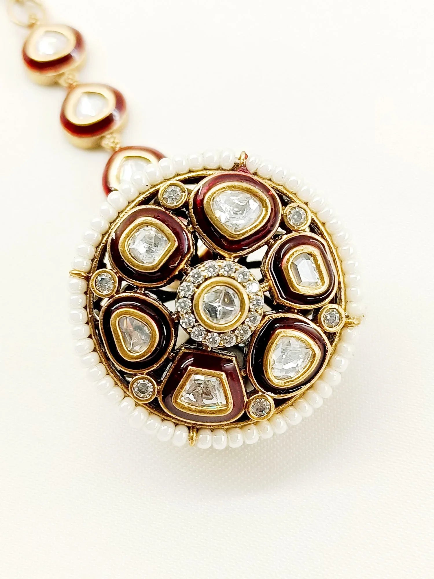 Meenakumari Maroon Kundan Borla