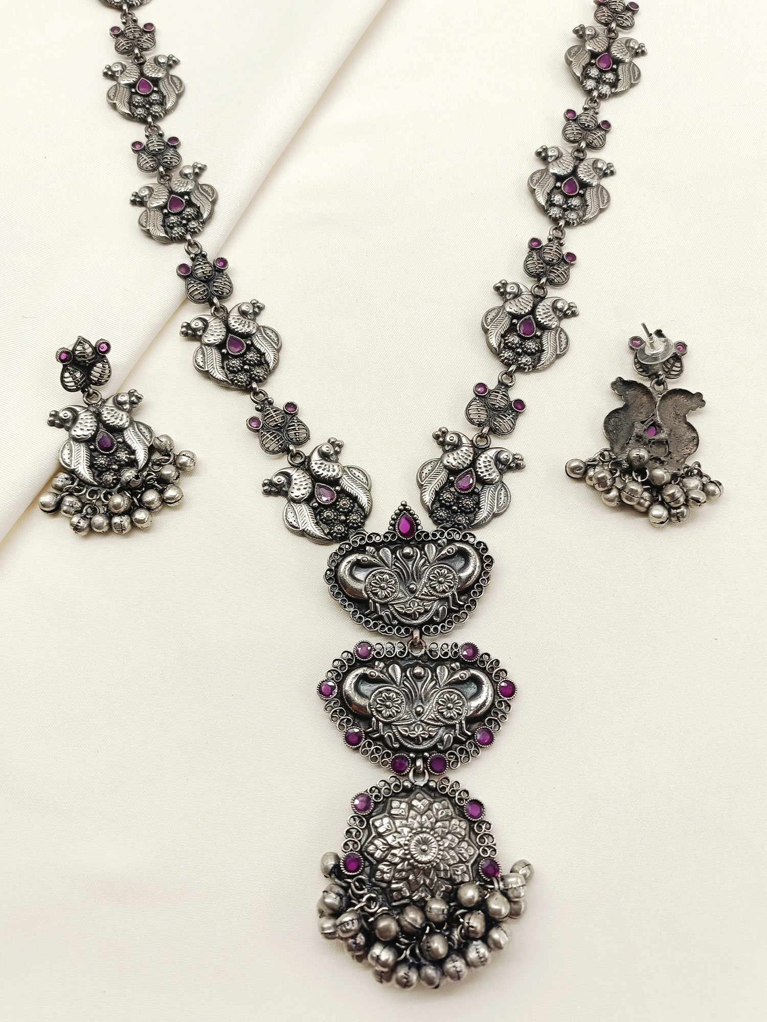 Hridaya Ruby Oxidized Necklace Set