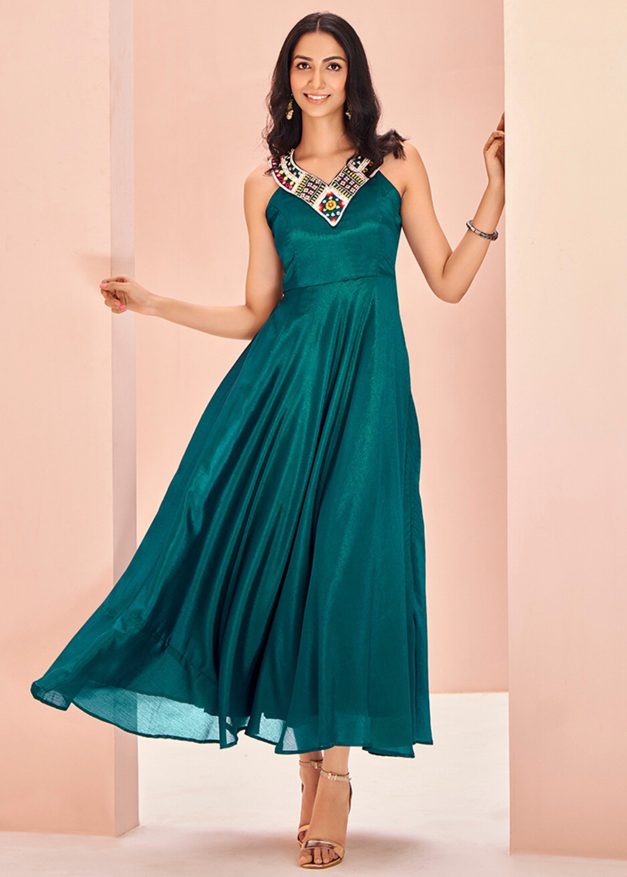 Teal Handwork Tunic - qivii