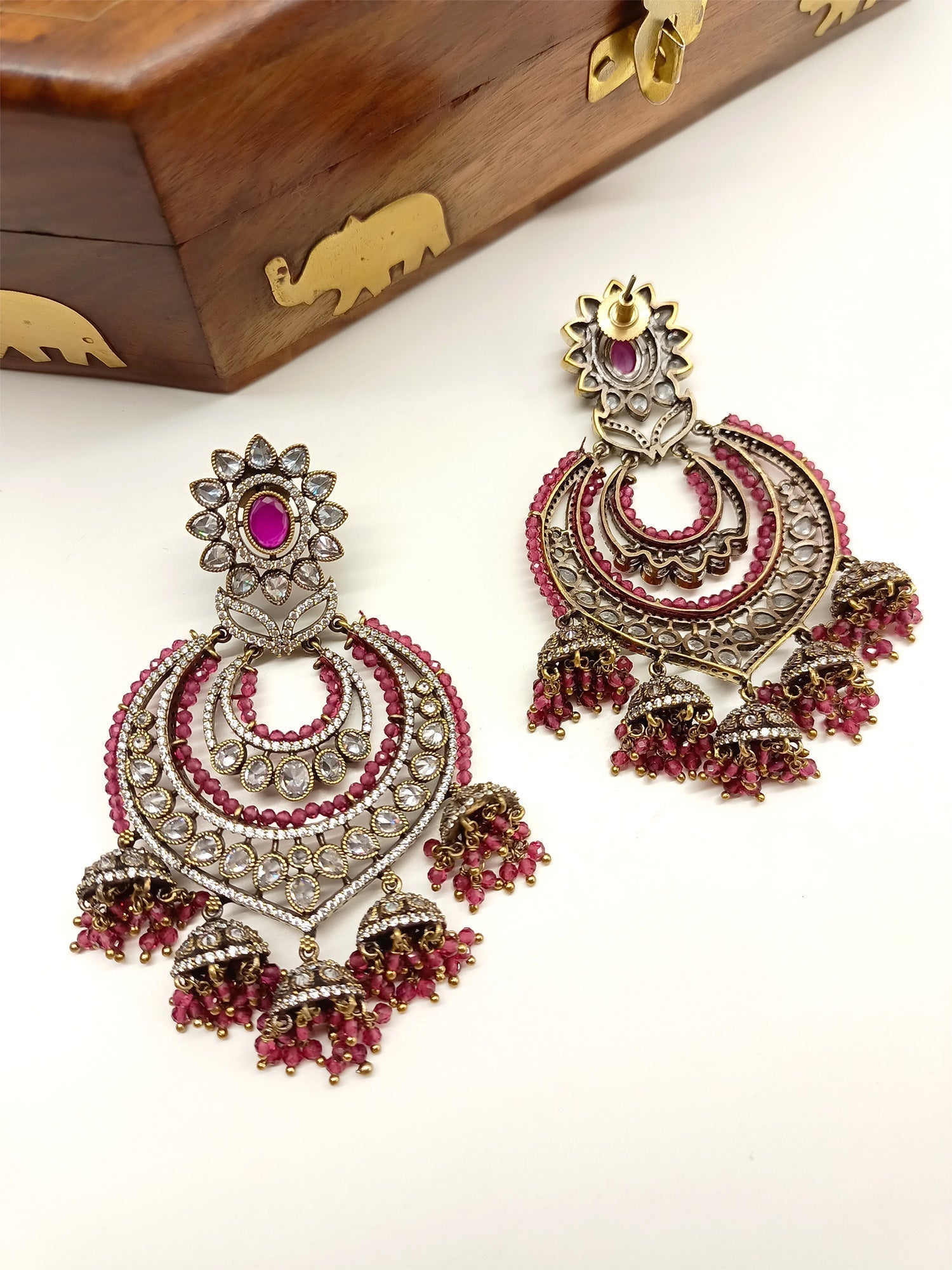 Adeine Majenta Diamond Polki Earrings - qivii