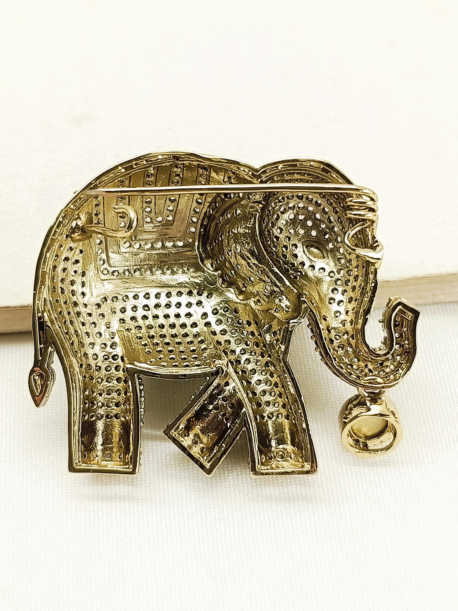Pranay Green Elephant Brooch