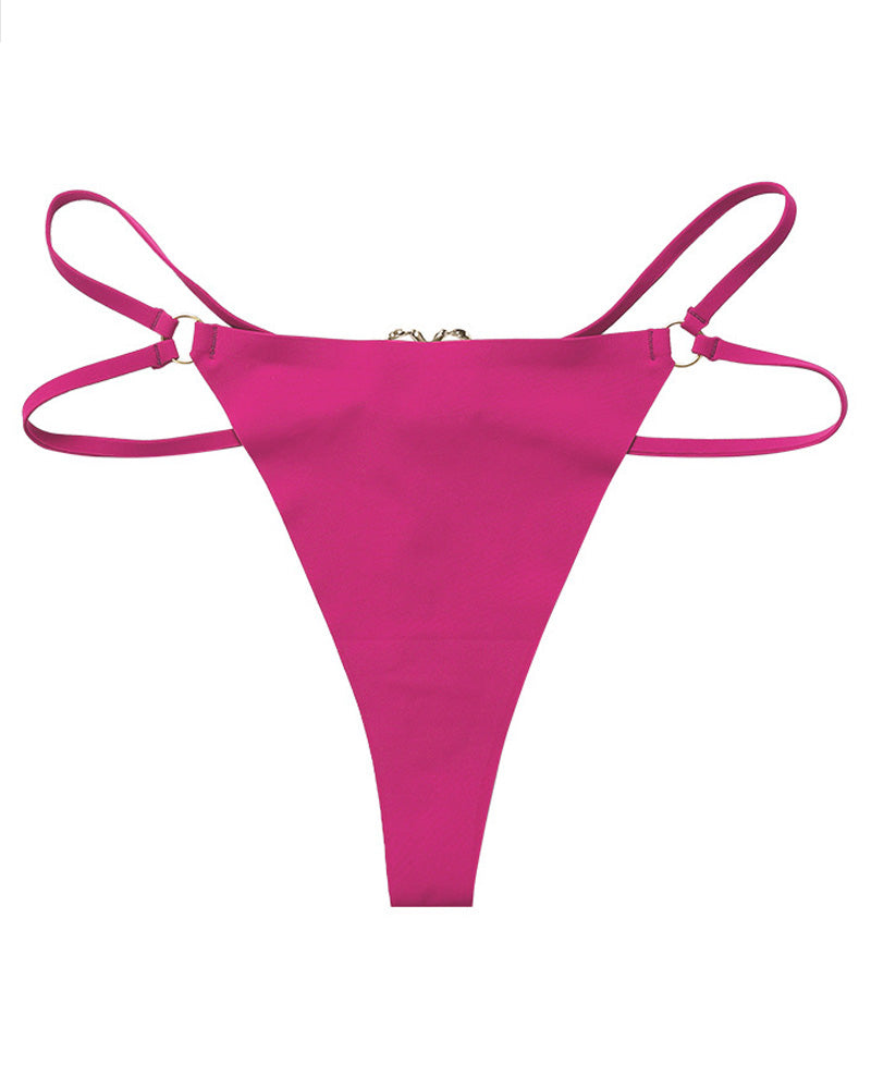 Women's Seamless Thong Low Waist Metal Ring Sexy Temptation Intimates T Pants - By Qivii