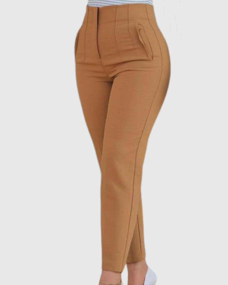 Women's Tailored Pleat High Waist Side Pocket 9-point Pants - By Qivii