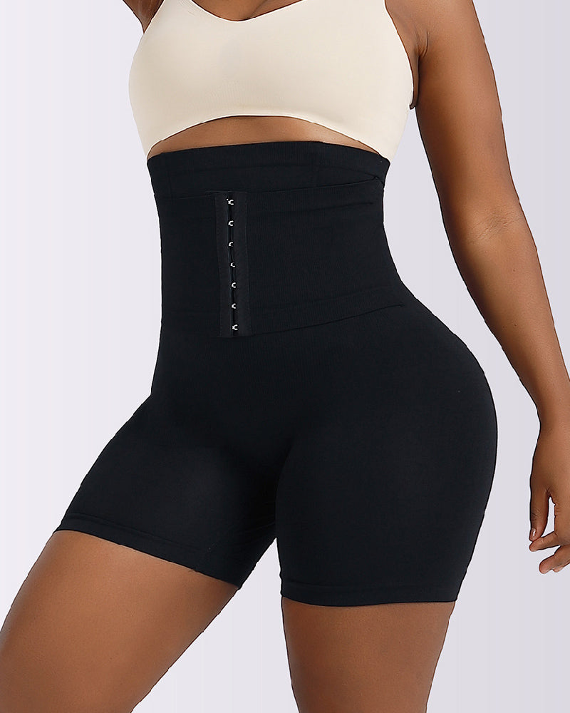 High Waist Stretchy Hourglass Buckle Belt Corset Butt Lift Shapewear Shorts - By Qivii