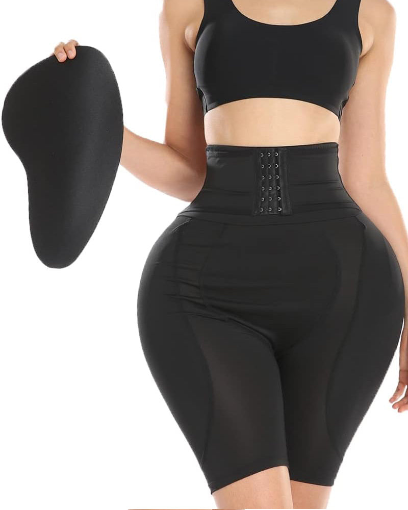Hourglass Buckle Closure Waist Cincher BBL Shapewear Shorts With Sponge Pads