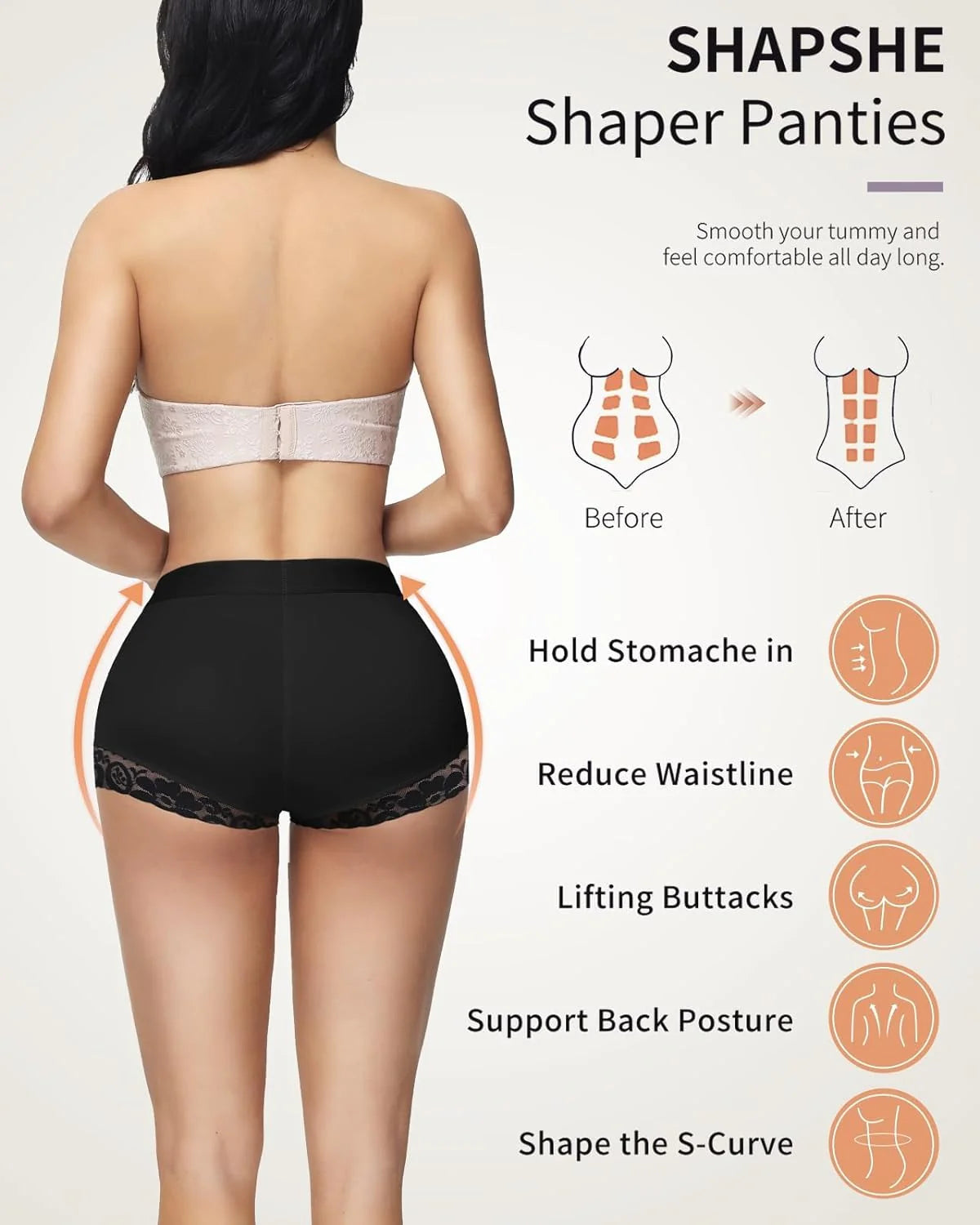 Shapshe® High Waist Women Hip Enhancer Tummy Control Lace Body Shaper Shorts