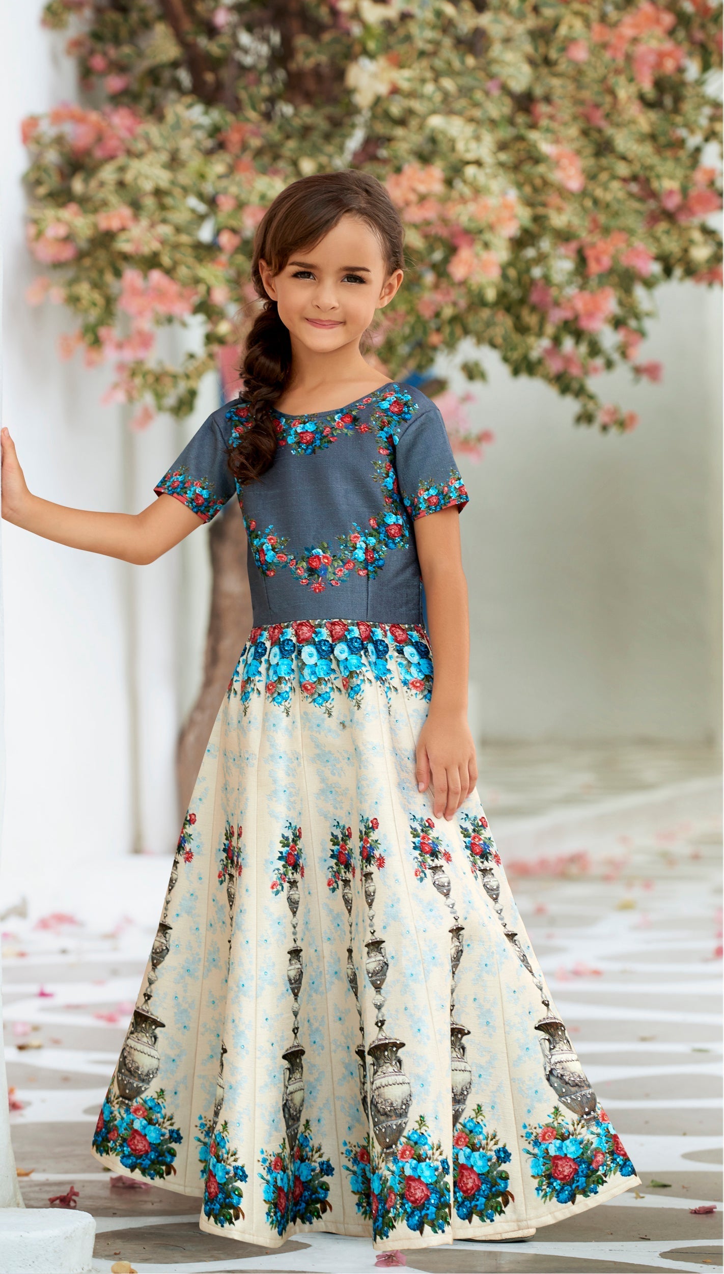 Happy Twirls Khadi Mono Silk Lehenga for Kids - qivii