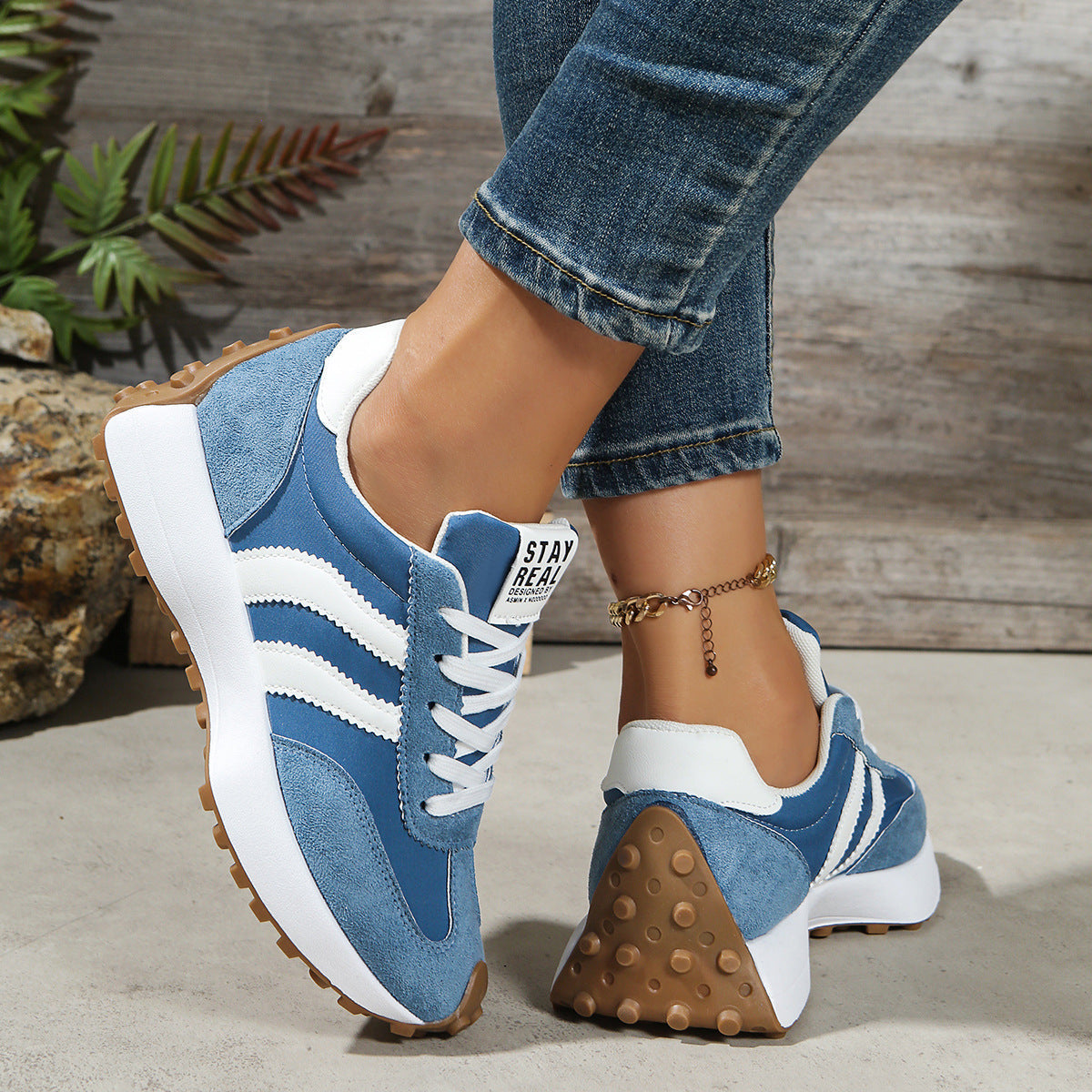 Women's Athena Curve Chunky Retro Runner Sneakers – Extended-Size Vintage Dad Walking Shoes with Sculpted Waist (US 5–11.5)