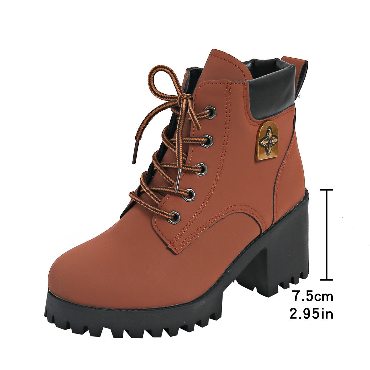 Women's Cowhide Metropolitan Combat Boot - Waterproof Block Heel Ankle Boots with Extended Sizes (US 4-10) & Commuter-Ready Traction