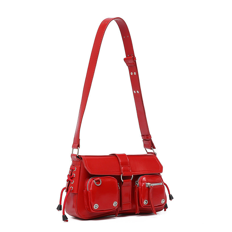 Women’s Structured Baguette Bag - PU Leather Topstitched Purse for Urban Minimalism