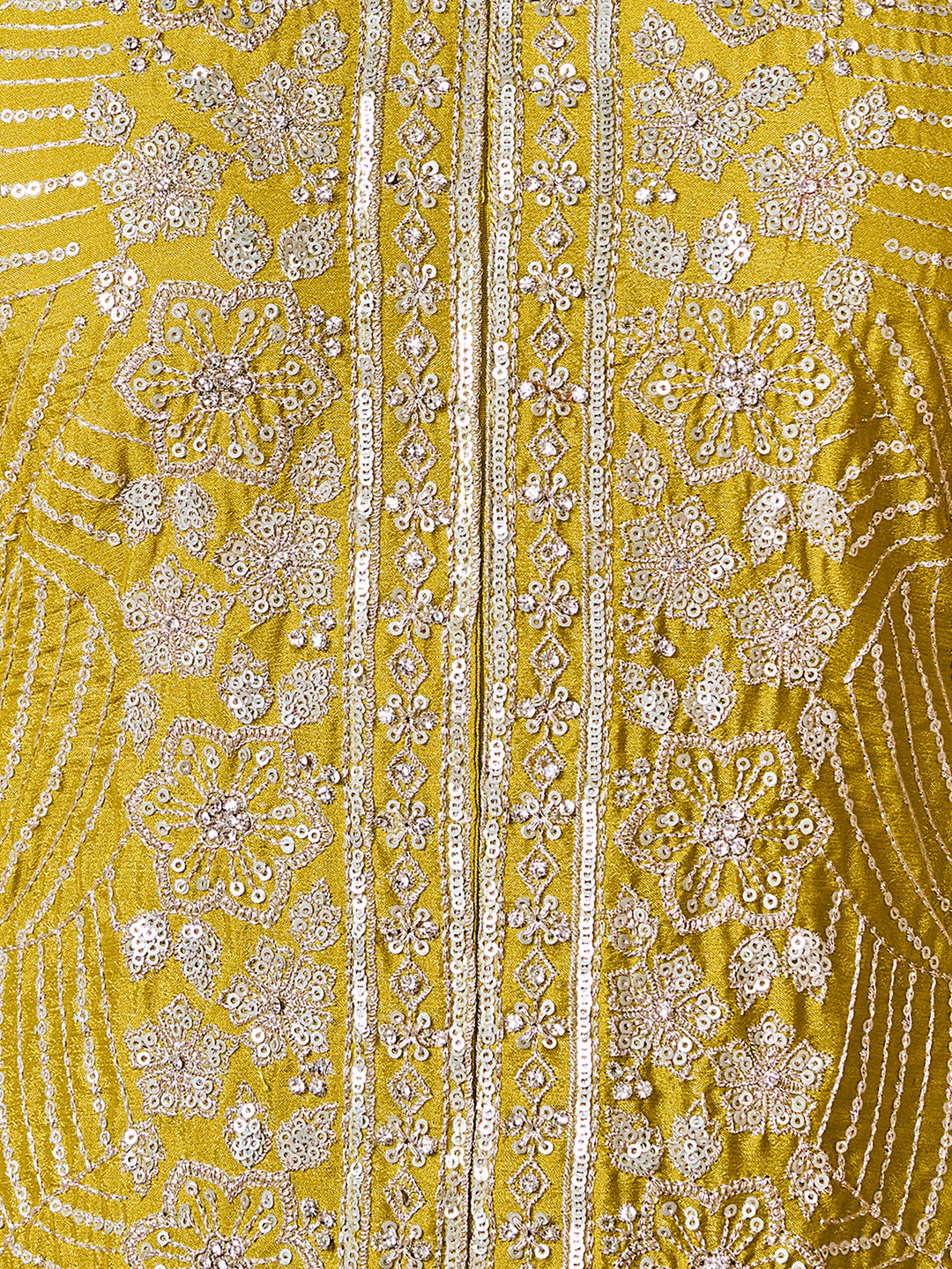 Yellow Chinon Embroidered Sharara Suit with Butti Work and Sequins Scalloped Border Dupatta - qivii