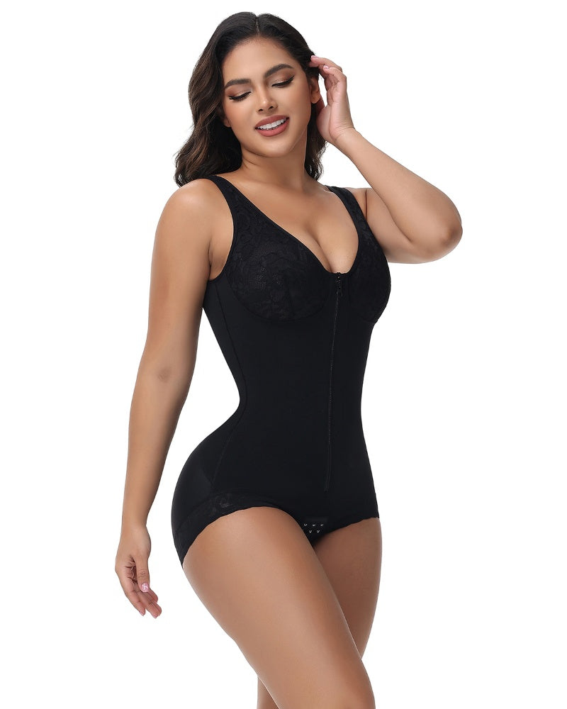 Shapshe® Fajas Colombianas Lace Bust Post Surgery Zipper BBL Compression Shapewear - By Qivii