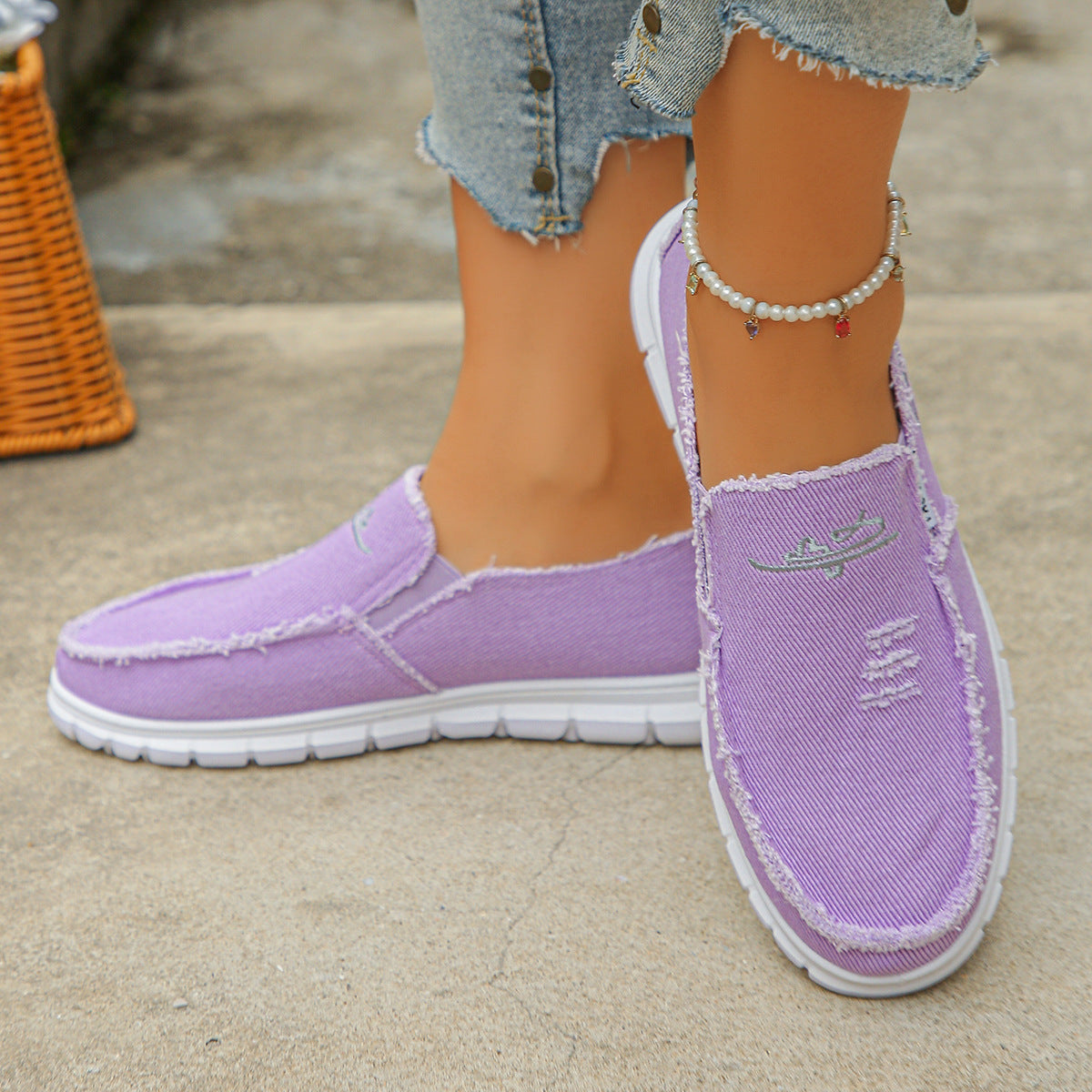 Women's Hazel Washed Canvas Slip-On Shoes - Vintage Casual Comfort Sneakers (US 5-10)