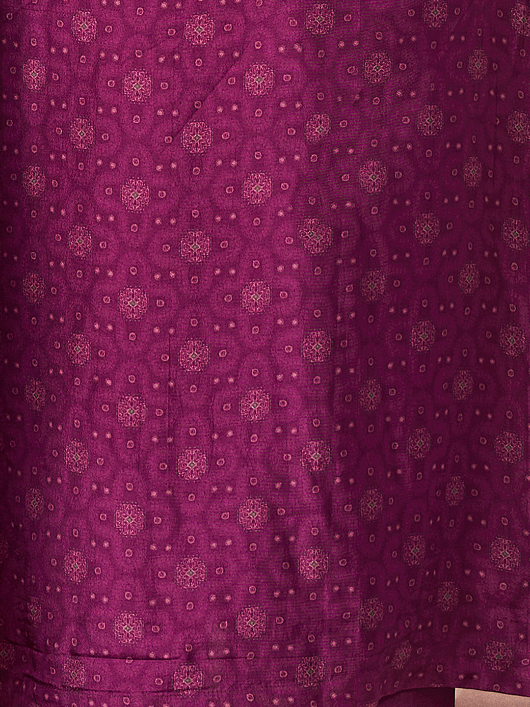 Magenta Premium Russian Silk Suit with Ethnic Motifs & Embroidered Neckline