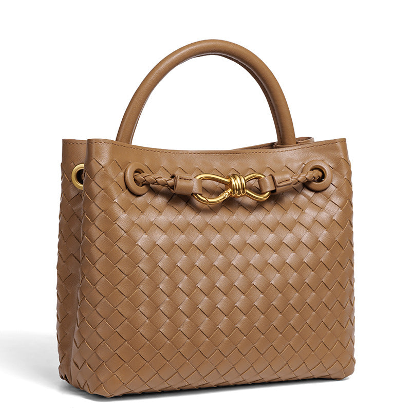 Women's Artisan Weave Tote - Expandable Crossbody with Butterfly Motif & Structured Silhouette