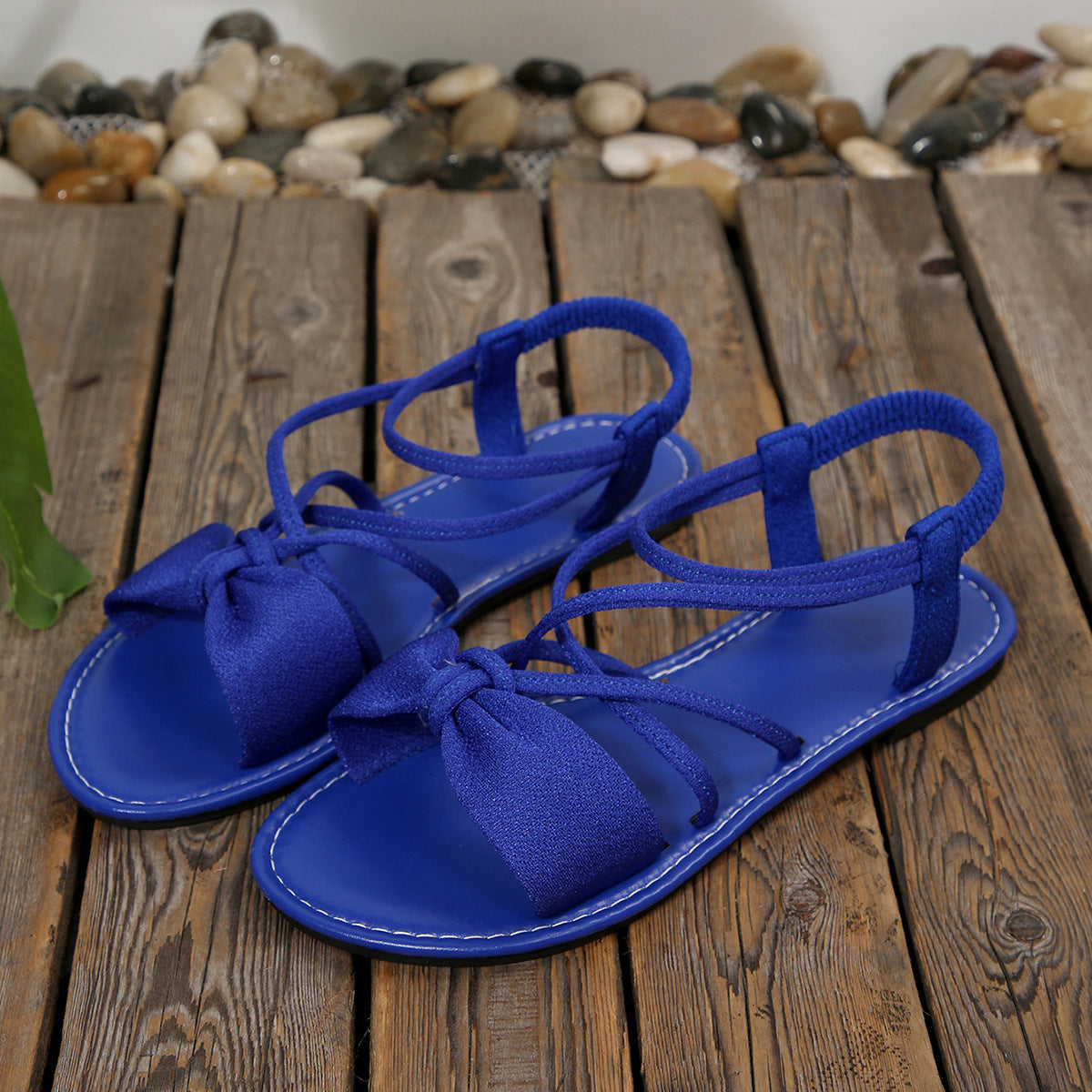 Women's Vela Bow Flat Sandals - Soft Sole Elastic Strap Summer Sandals (US 5-10.5)