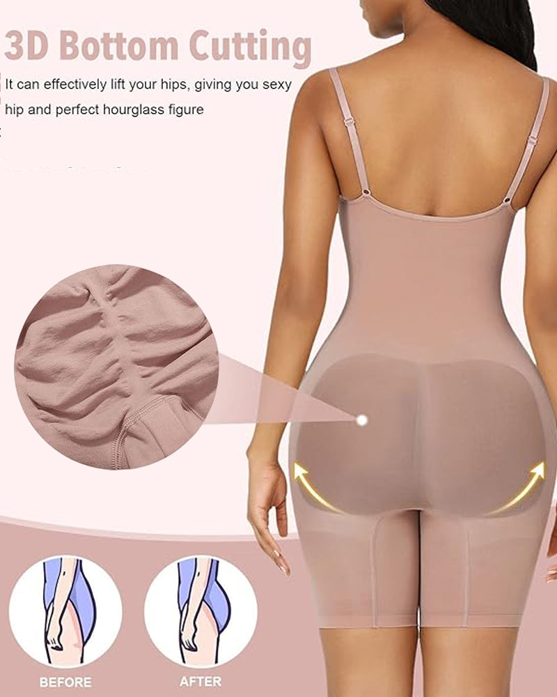 Seamless Light Support Tummy Control Thigh Slimmer Bodysuit Shapewear - By Qivii